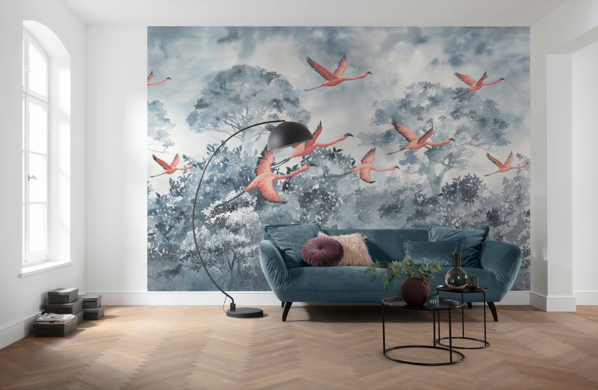 Komar Vliestapete »Digitaldruck Vlies - Flamingos in the Sky - Größe 400 x 280 cm«, bedruckt, Wohnzimmer, Schlafzimmer