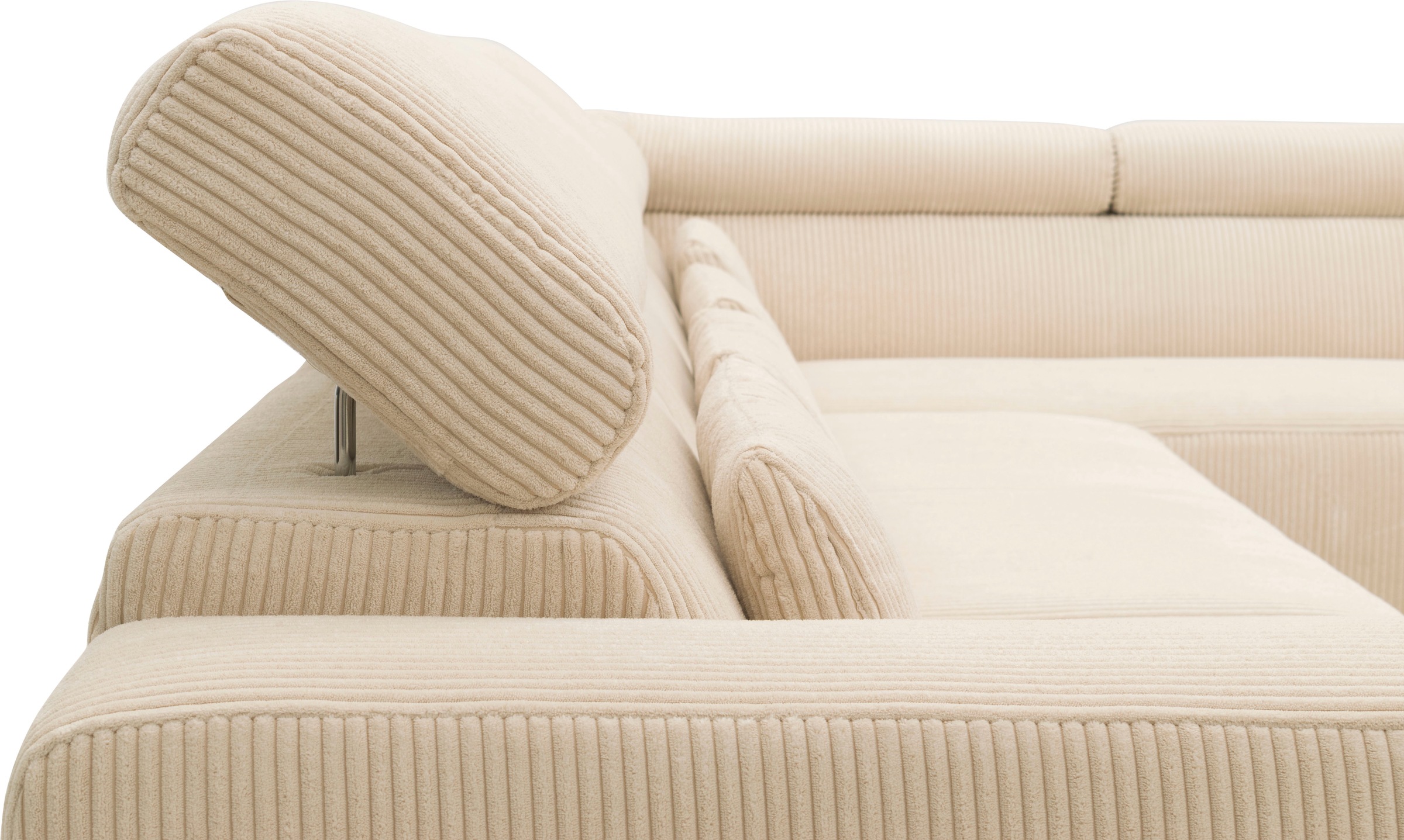 DOMO collection Wohnlandschaft »Brandon viele Bezugsarten, auch in Cord und Leder, incl. Nierenkissen«, mit Kopfteilverstellung, wahlweise Sitztiefenverstellung, U-Form