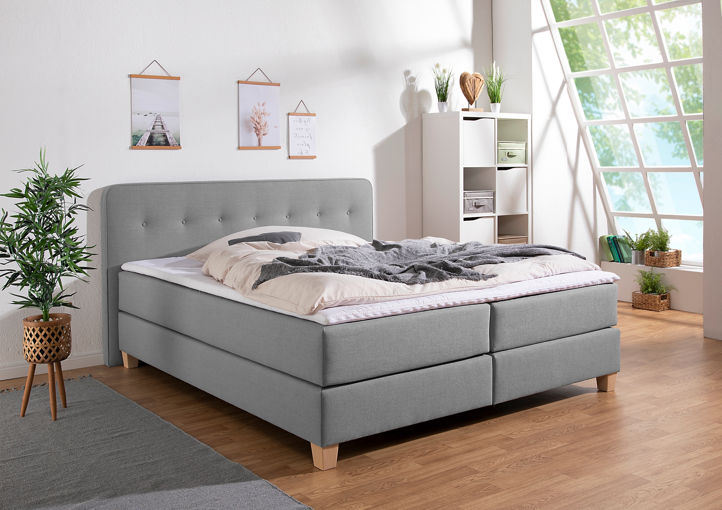 Bild von Home affaire Boxspringbett »Fargo«, in Überlänge 220 cm, mit Topper, 3 Ausführungen, 4, Breiten