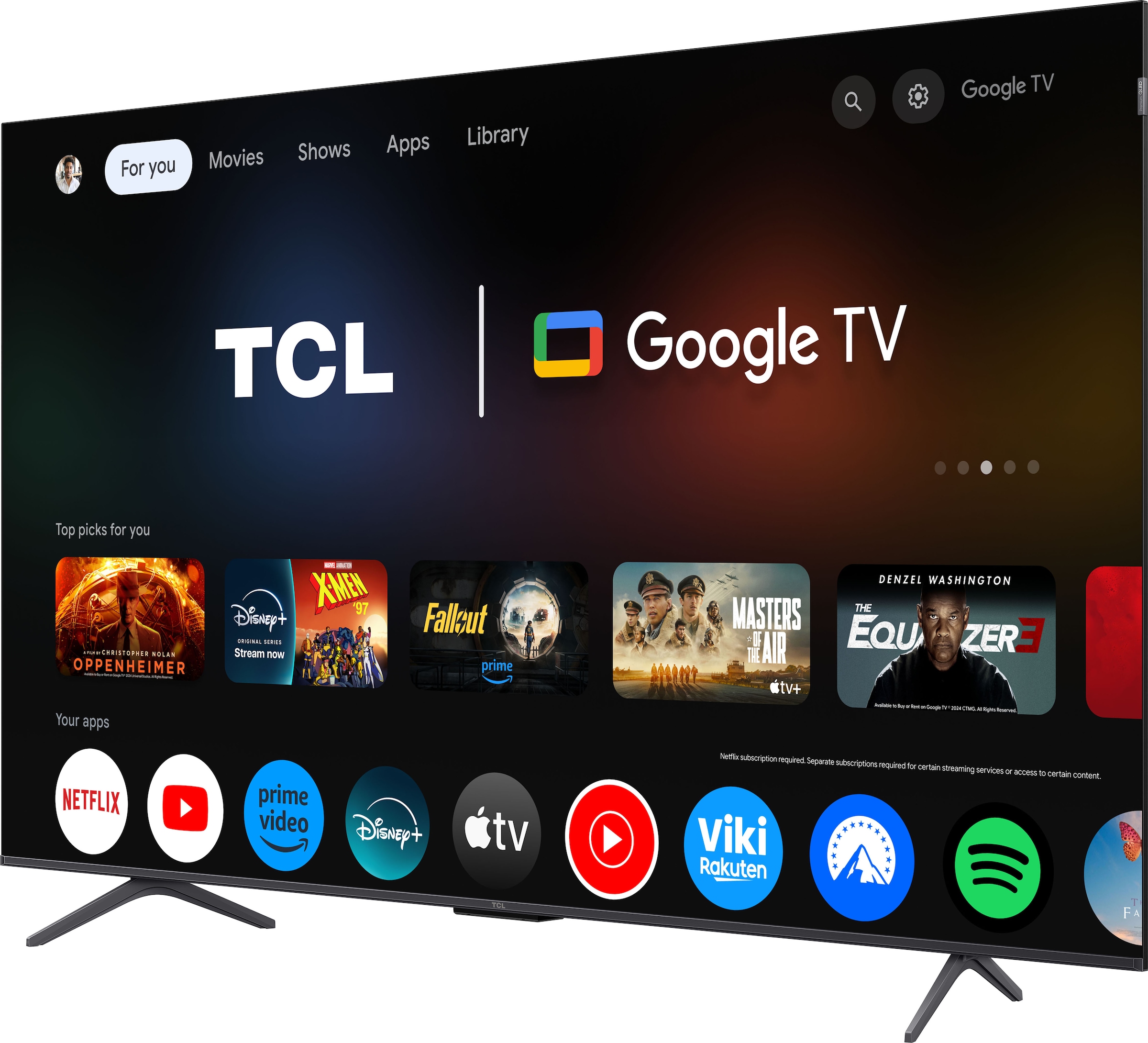 TCL QLED-Fernseher »65P81KX1«, 4K Ultra HD, Google TV-Smart-TV, 144Hz, Multi-HDR, Dolby Vision, Game Master, Smart TV, Apple TV, ONKYO