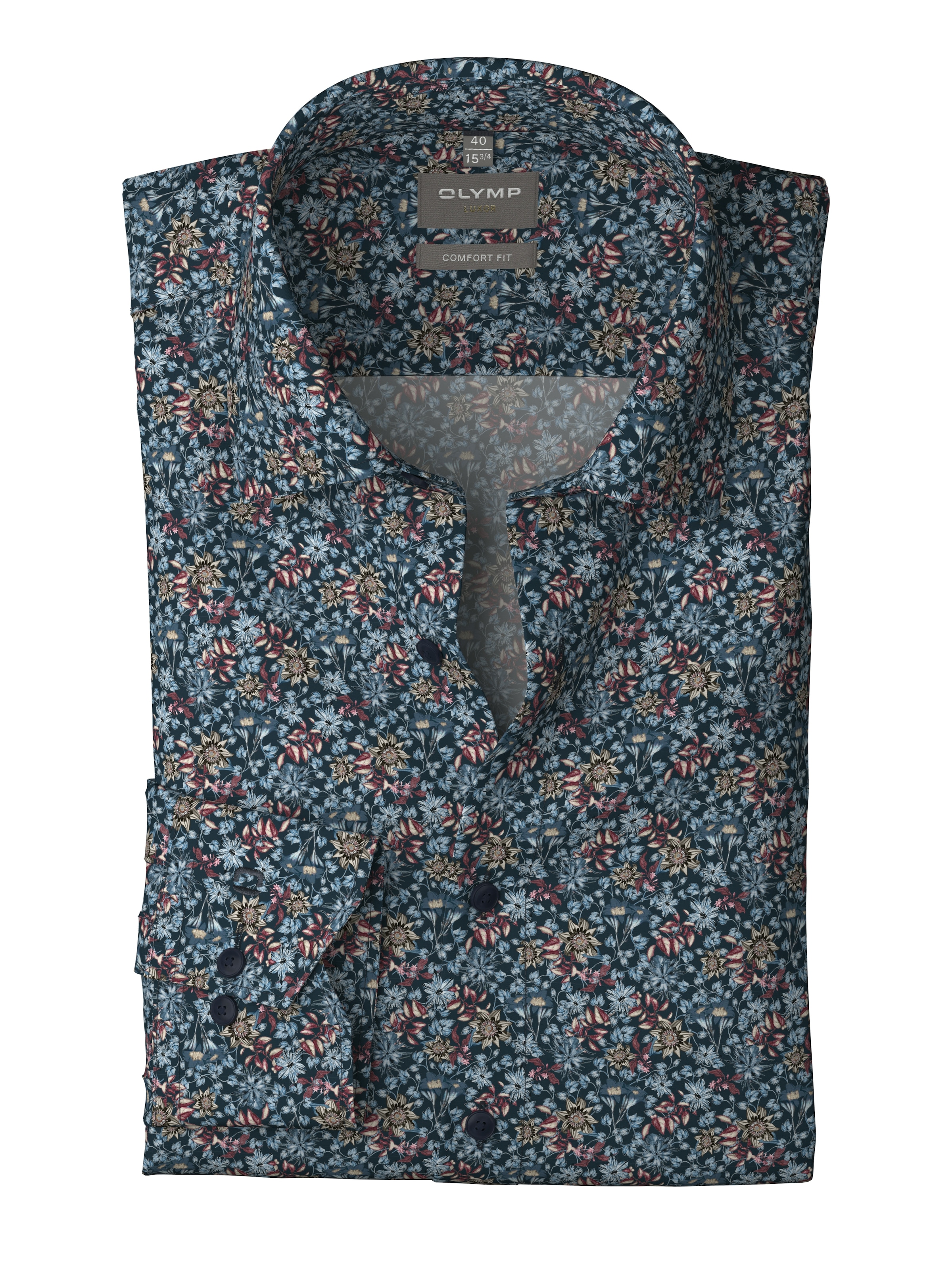 OLYMP Langarmhemd »Luxor« gemustert, Businesshemd, comfort fit, New-Kentkragen