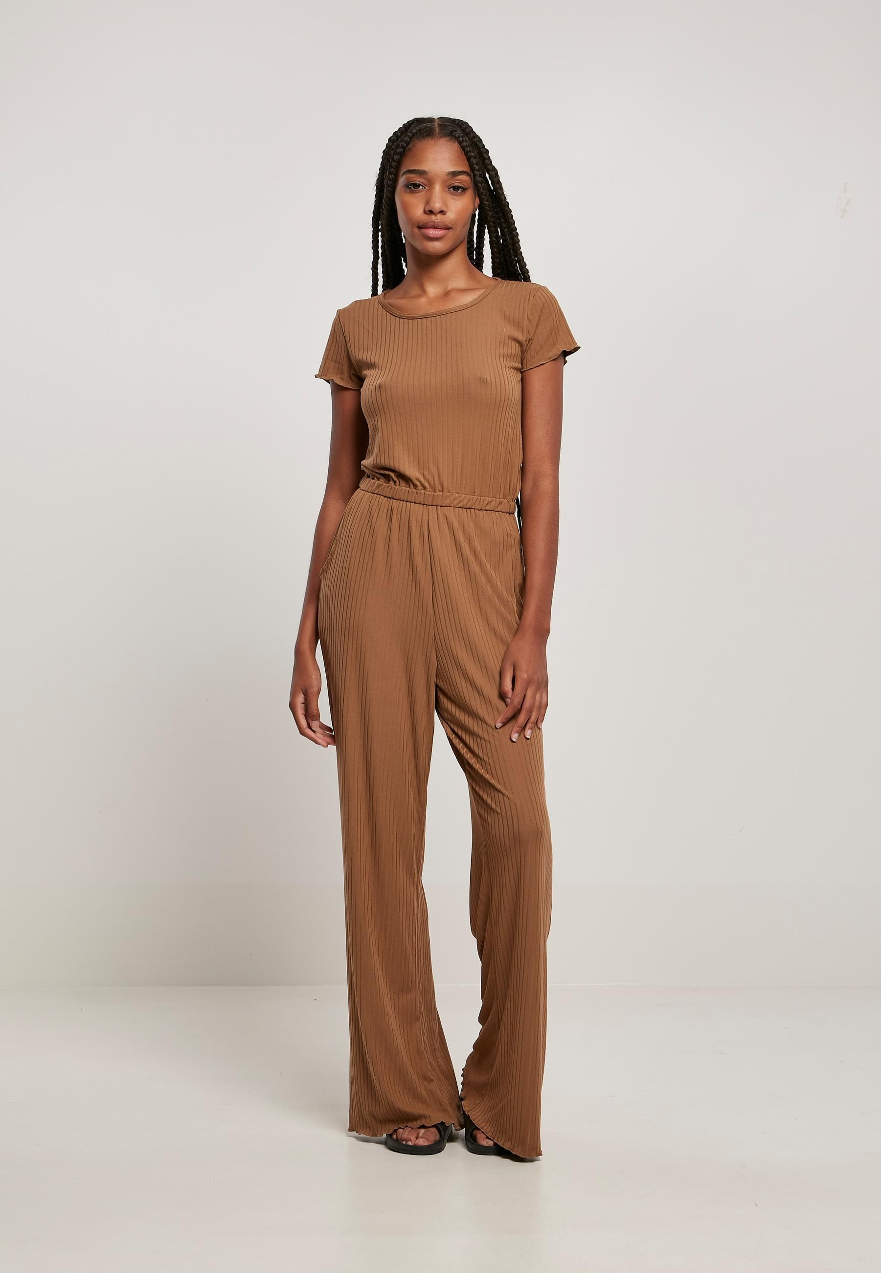 URBAN CLASSICS Jumpsuit »Urban Classics Damen Ladies Rib Wid Leg Jumpsuit« 1 Stk.