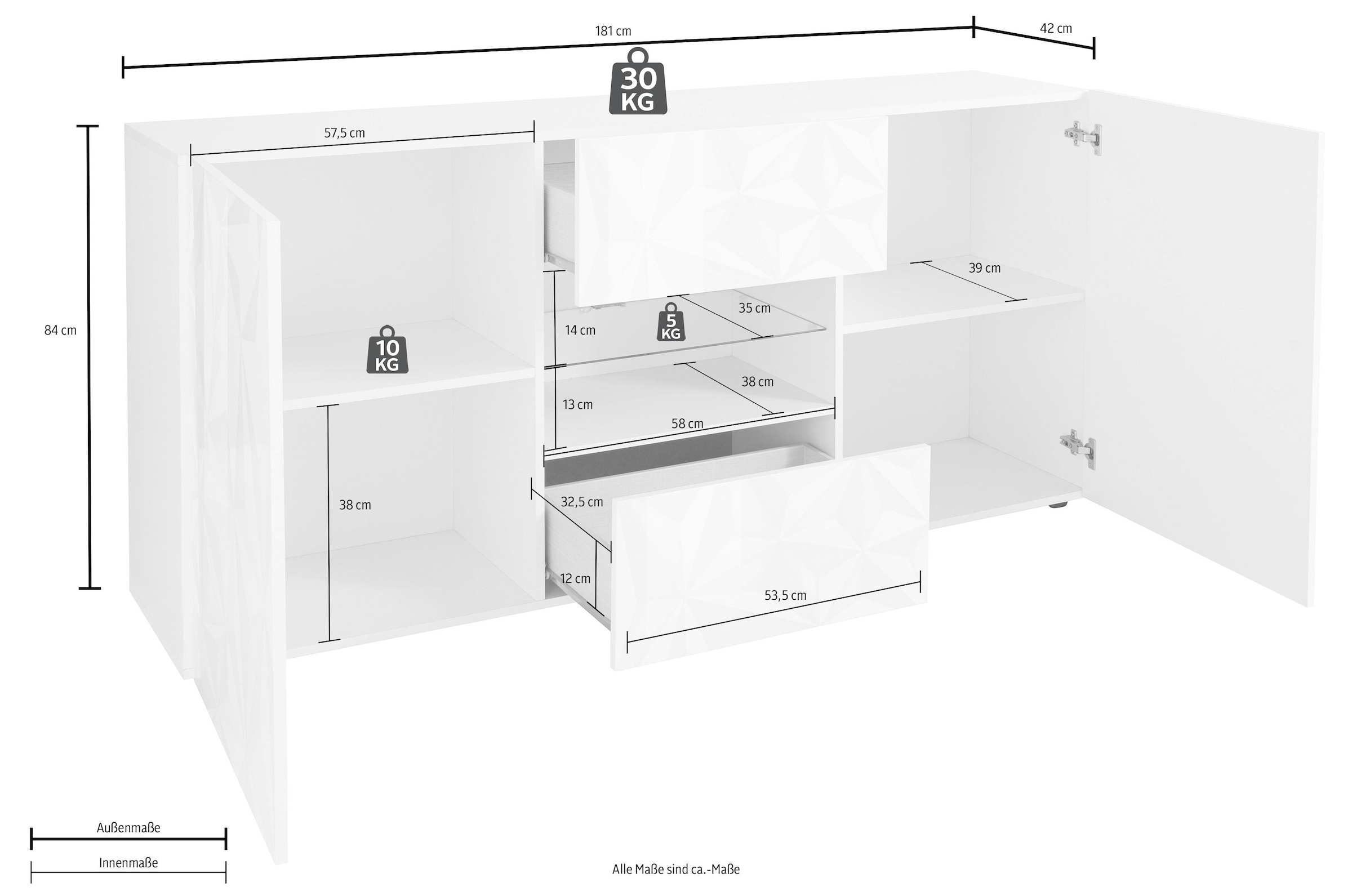 LC Sideboard »Prisma«, Breite 181 cm, 2-türig online kaufen