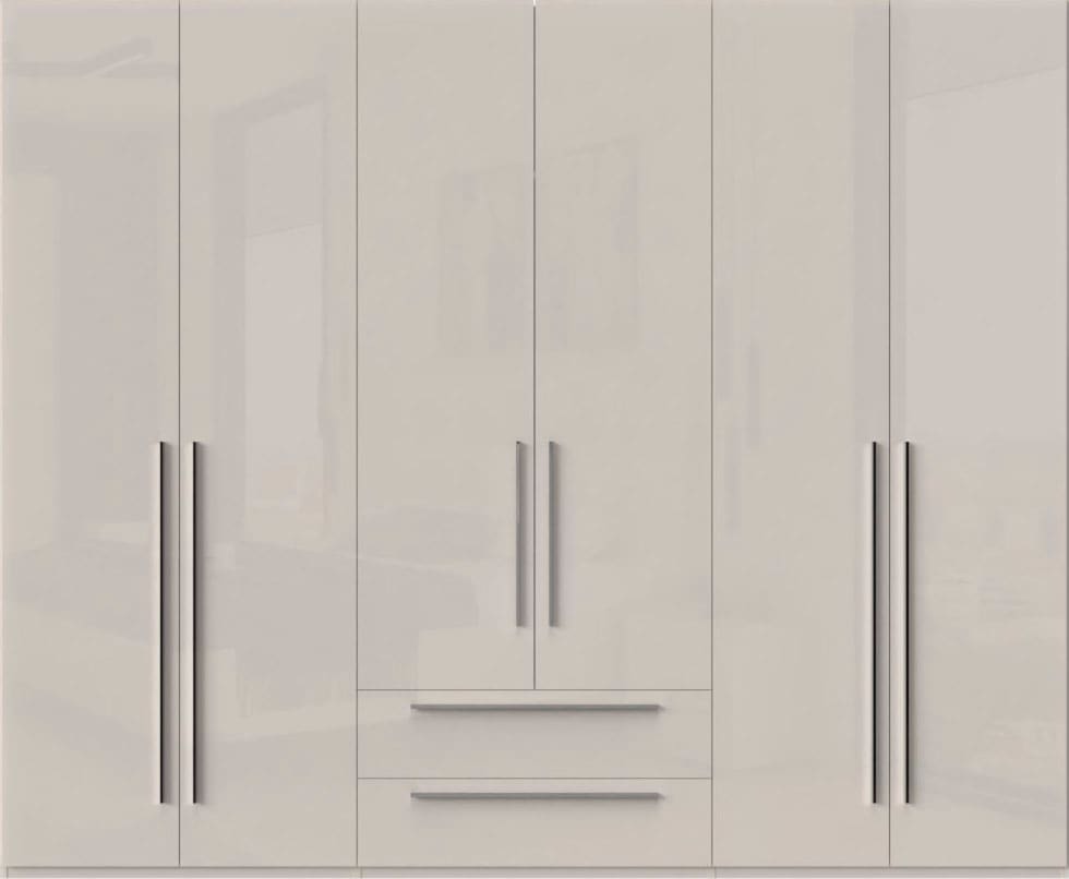 Places of Style Kleiderschrank »Piano, UV lackiert, hochglänzend in beige oder weiß, FSC-zertifiziert«, (Made in Europe), in vielen Breiten, Höhe 224cm, mit Soft-Close Funktion, 2 Schubladen