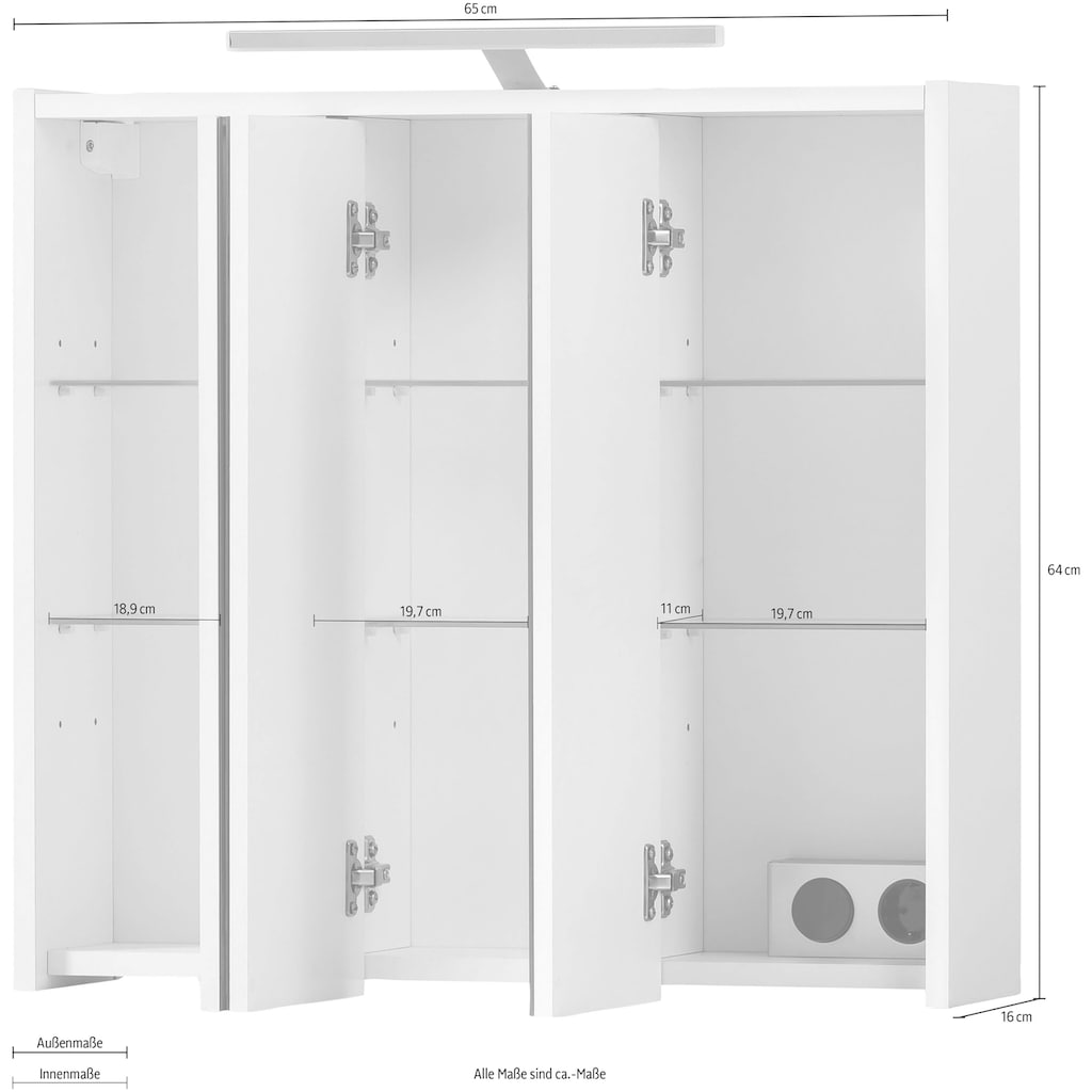 INOSIGN Badmöbel-Set »Dex«, (3 St.), bestehend aus Waschbeckenunterschrank, Hochschrank, Spiegelschrank