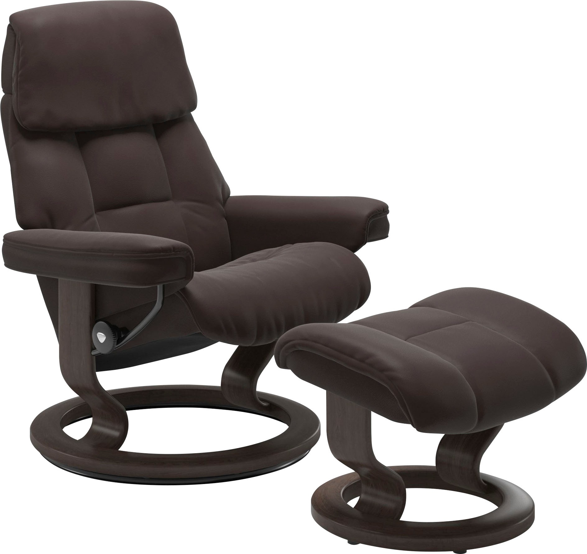 Stressless® Relaxsessel »Ruby«, (Set, Relaxsessel mit Hocker), mit Classic Base, Größe M, Gestell Eiche, Wenge, Braun & Schwarz