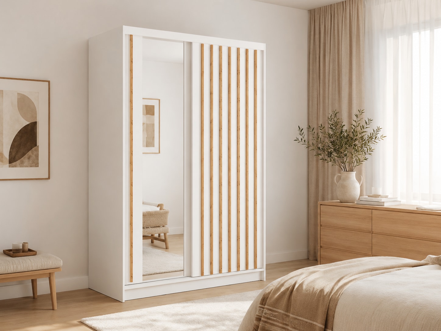 Home affaire Kleiderschrank »VILLEFRANCHE modern mit viel Stauraum, Fächer & Kleiderstange, Spiegel« Garderobe in 3 Breiten (155, 205, 248 cm), 