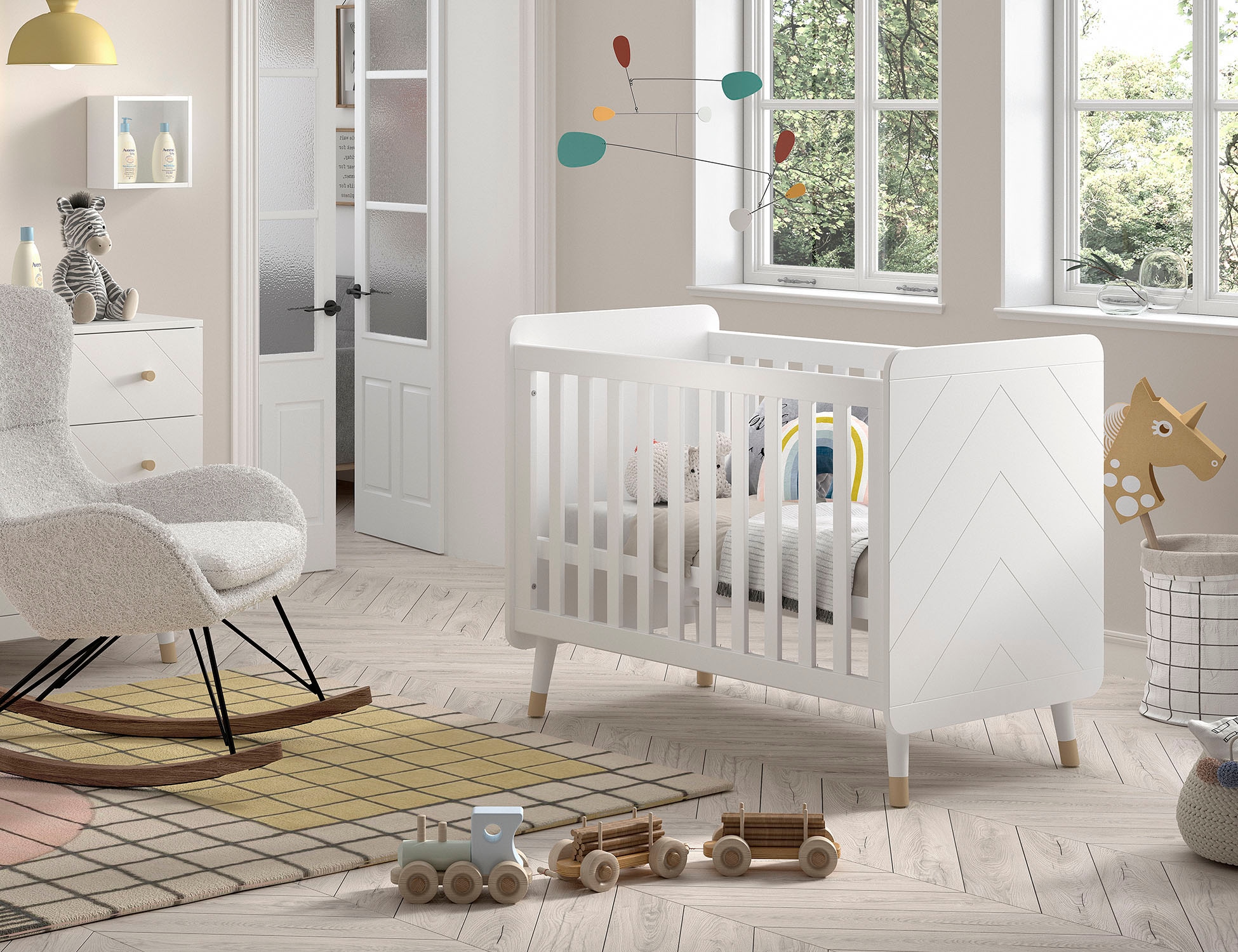 Vipack Kinderbett »Billy, Babybett 60/120 Cm, 3-fach Verstellbarer Lattenrost« B/H/T Ca. 123, 6x96x68cm, Hochwertig Verarbeitet, Moderne Optik,