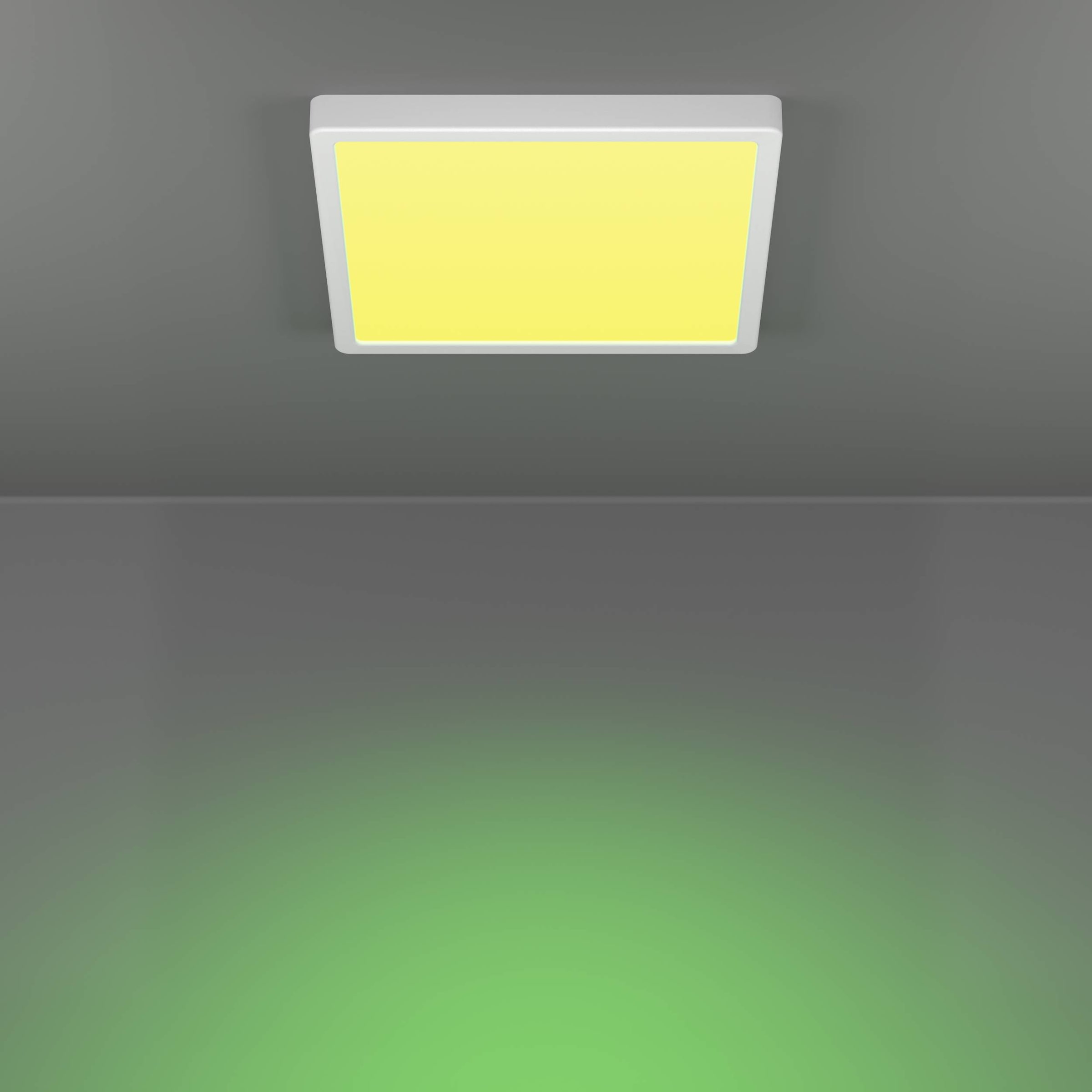 EGLO Aufbauleuchte »Fueva 6-Z Deckenlampe, ZigBee, App und Sprachsteuerung, Badlampe, IP44« LED-Modul 1 Stk. Kaltweiß | RGB Aufbauleuchte - L29,5 x B29,5 x H2,5 cm - weiß - 13,5W inkl.