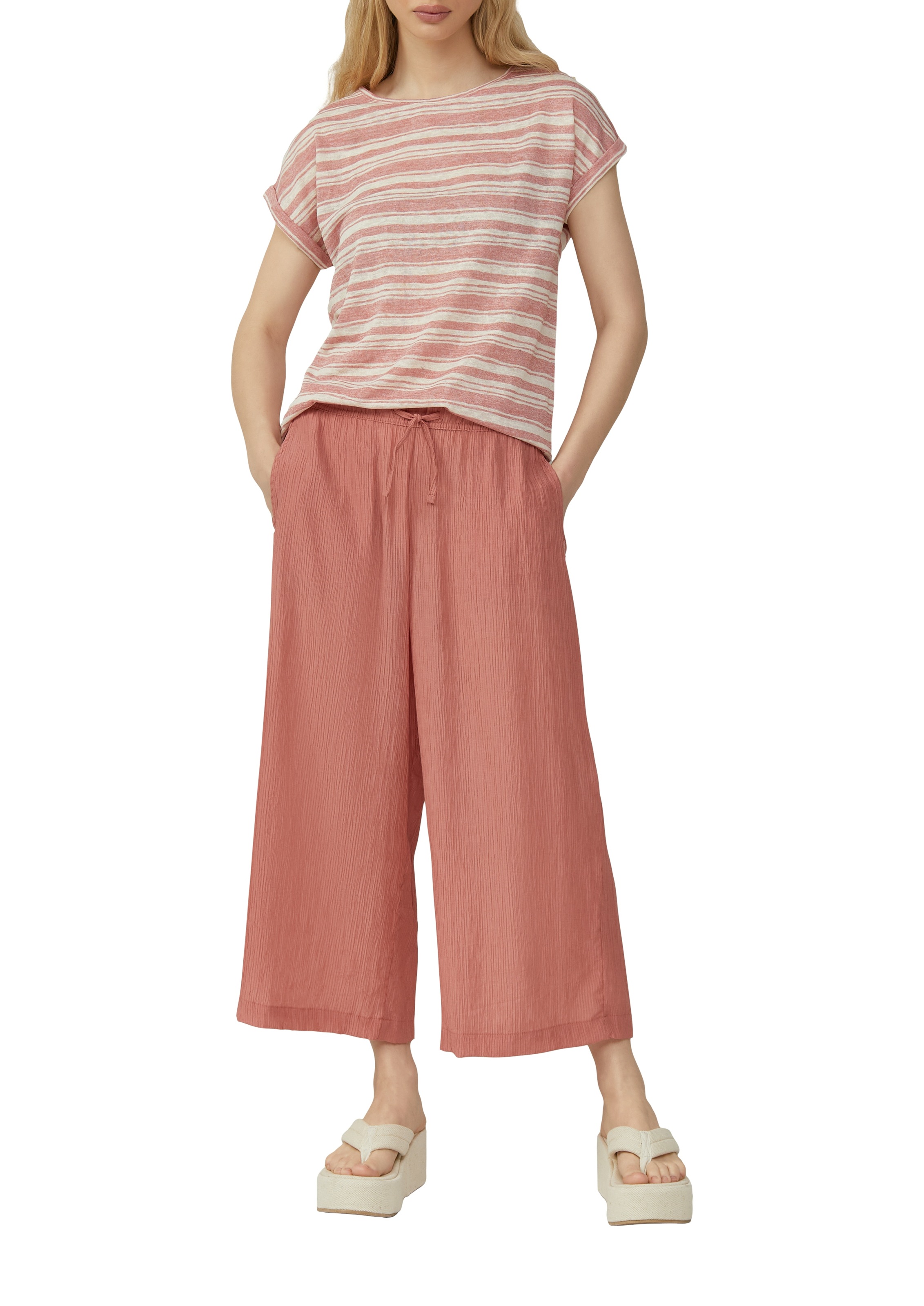 QS T-Shirt Ringelshirt aus Viskosemix