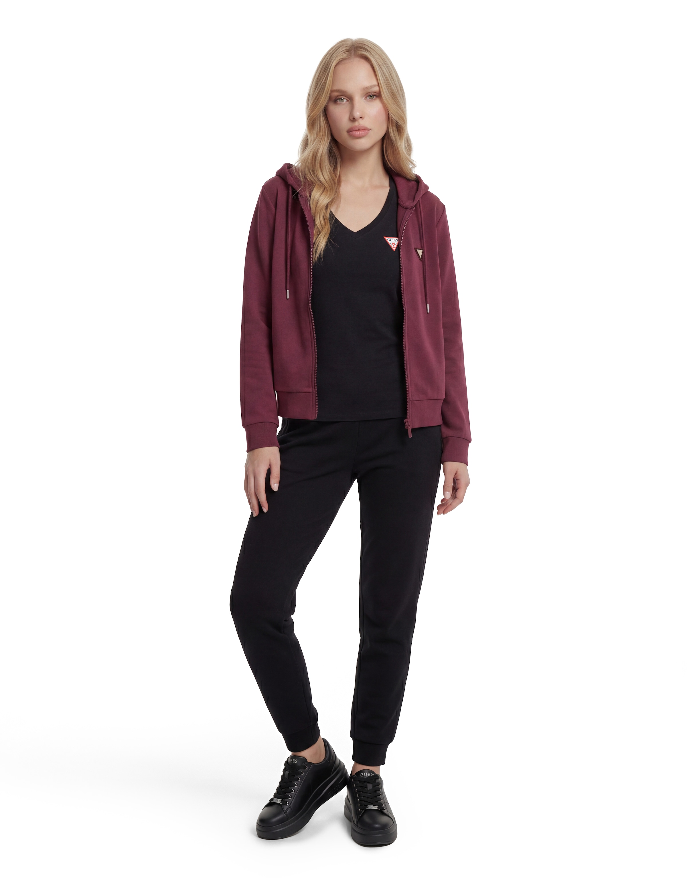 Guess T-Shirt »SS VN MINI TRIANGLE TEE« mit V-Ausschnitt, Slim Fit