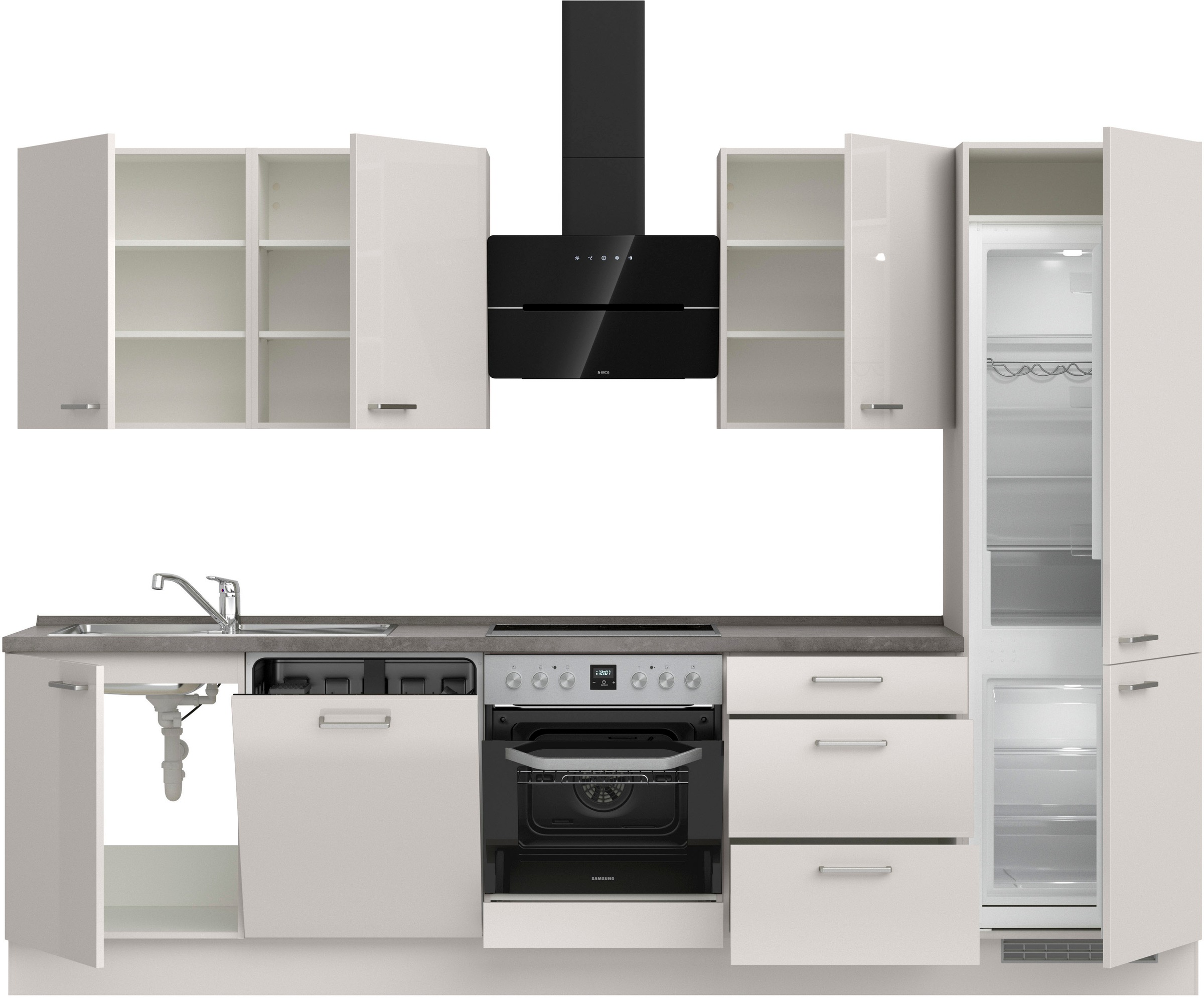 nobilia® Küchenzeile »"Flash II"« vormontiert, Ausrichtung wählbar, Breite 300 cm, wahlw. mit E-Geräten