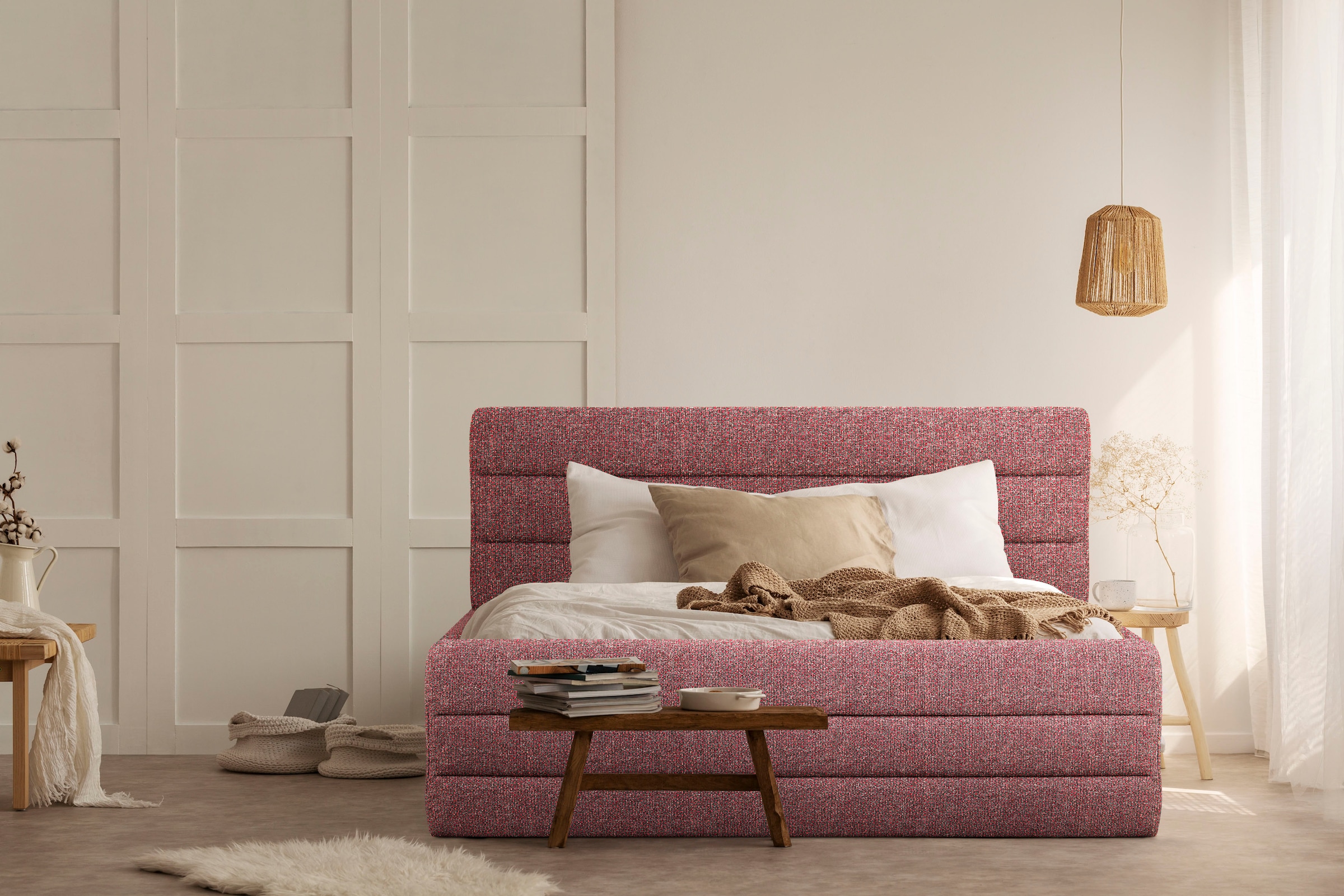 OTTO products Polsterbett "Merrit" Quernaht im Kopf- und Fußteil, in 5 Brei günstig online kaufen