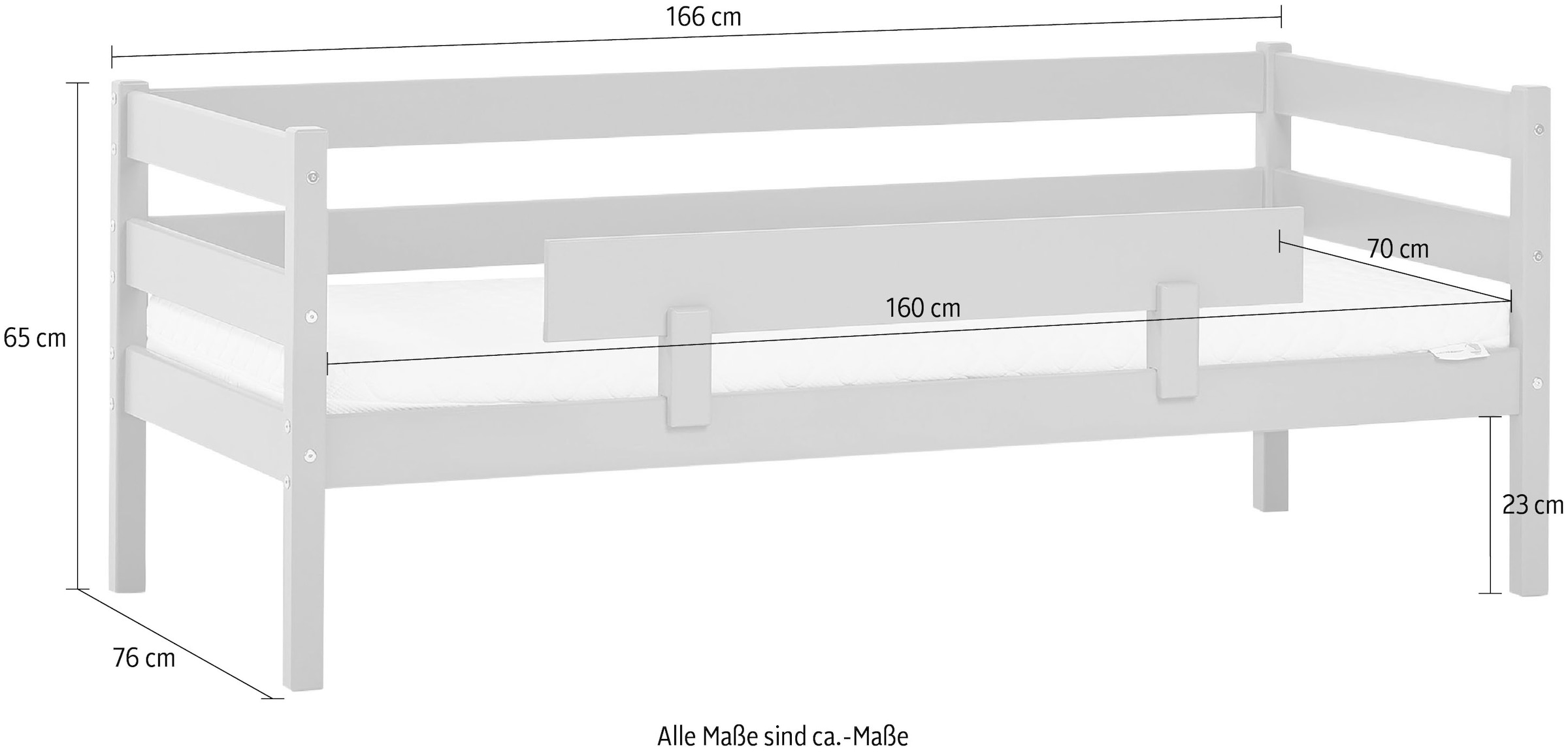 4. Bild von Hoppekids Einzelbett »ECO Comfort«, (Set), mit Rollrost in 8 Farben, wahlweise mit Matratze und Absturzsicherung