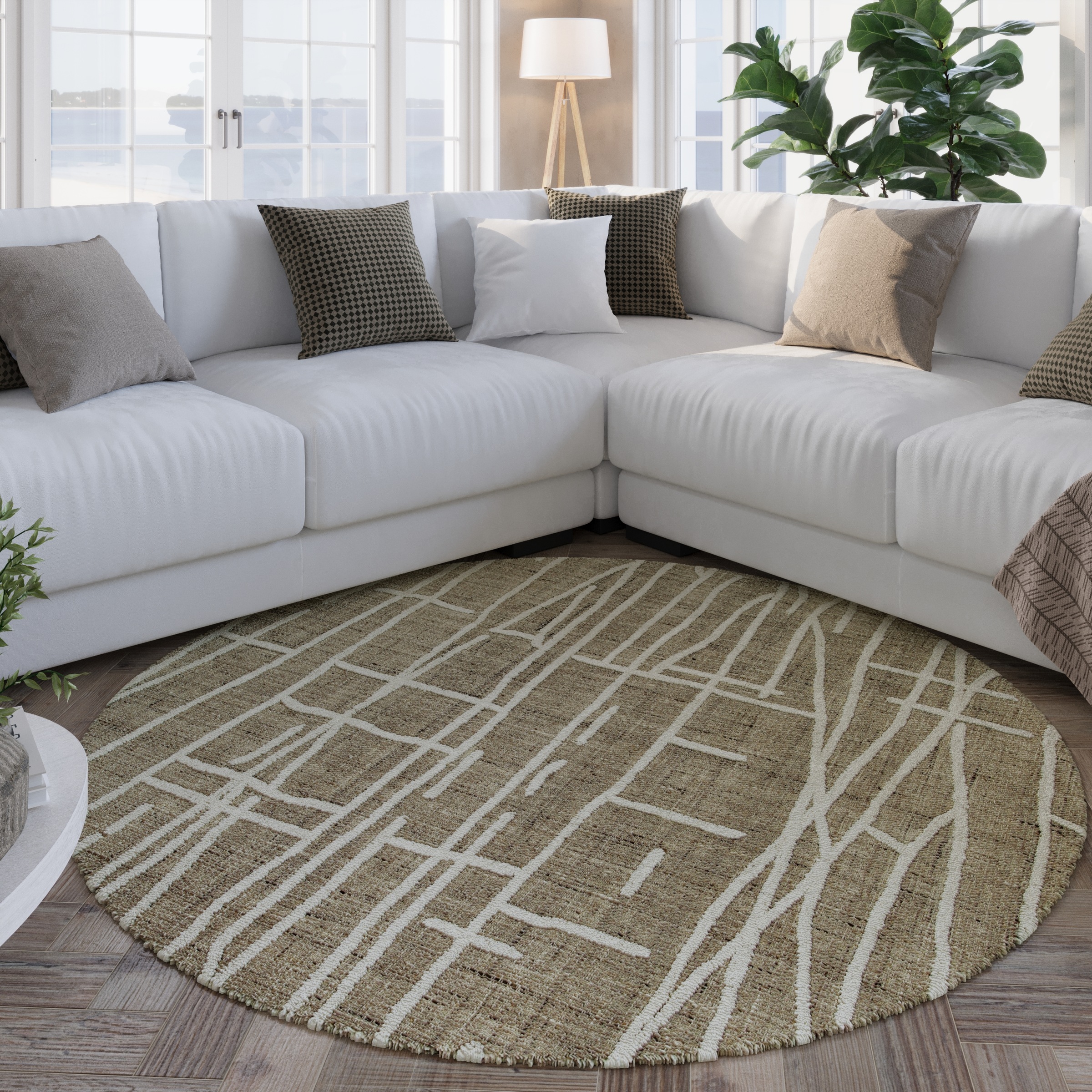 Wecon home Teppich »Hamptons TWENTYFIVE«, rund, 10 mm Höhe, Kurzflor, Wohnzimmer, Schlafzimmer, elegant, robust, abstraktes Design
