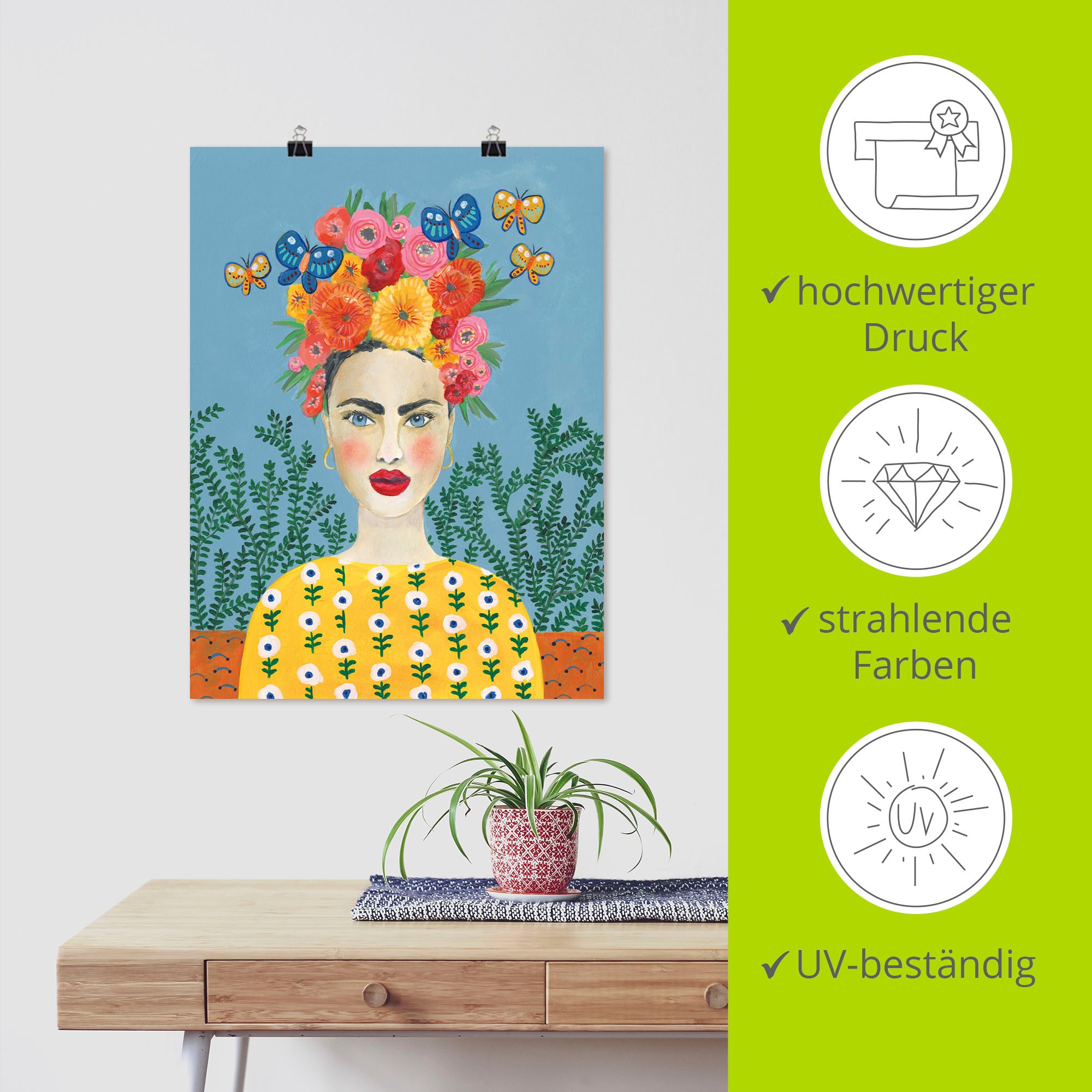 Artland Wandbild »Frida-Kopfschmuck I«, Bilder von Frauen, (1 St.), als Leinwandbild, Poster, Wandaufkleber in verschied. Größen