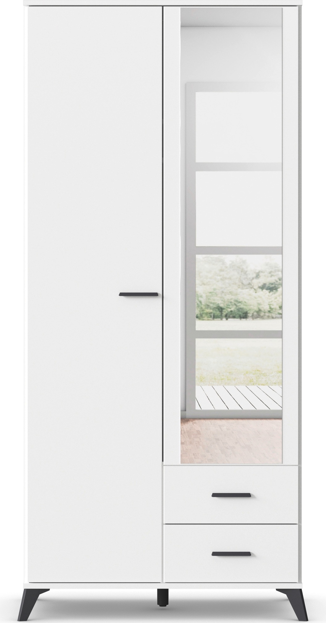 rauch Drehtürenschrank "Lucena" mit schräg ausgestellten Füßen im Monochrom günstig online kaufen