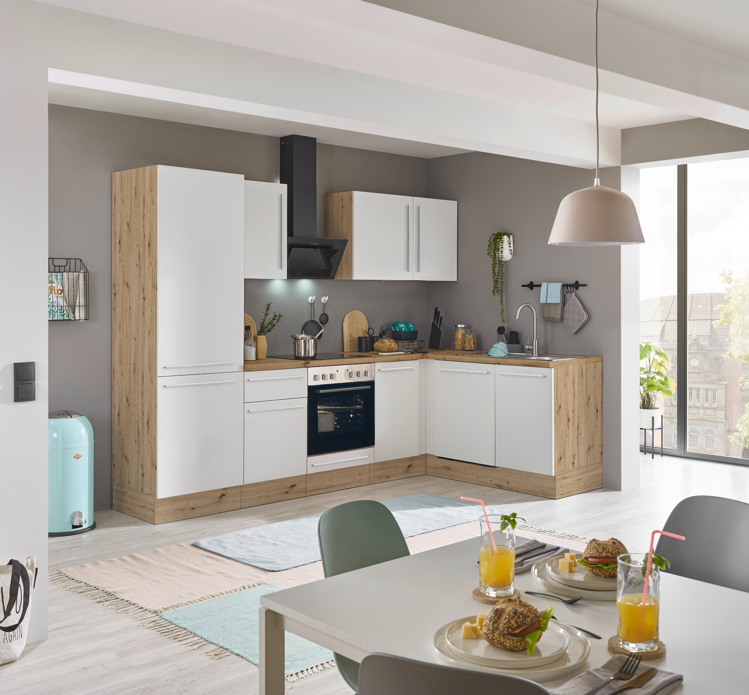 KOCHSTATION Winkelküche »Florida, Stellbreite 280x165 cm« wahlweise mit E-Geräten, mit Softclose für Türen und Schubkästen