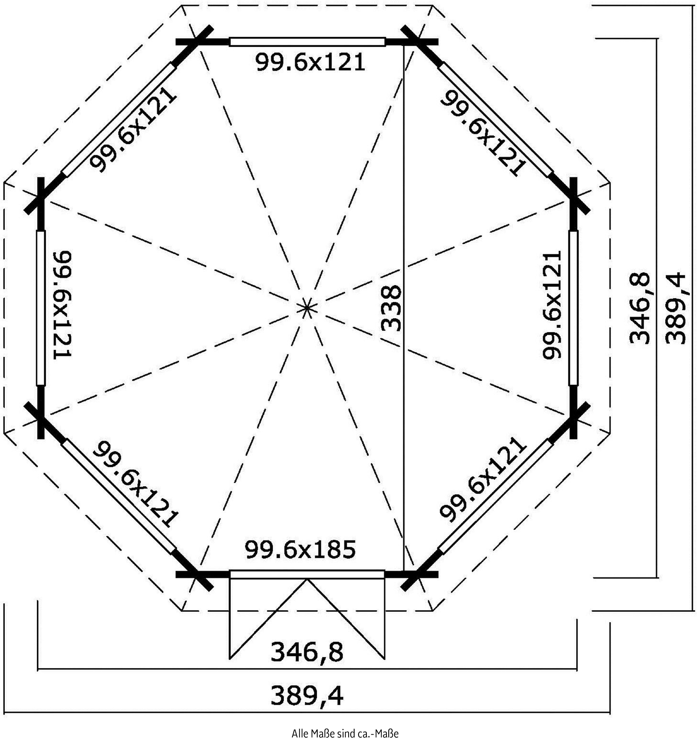 LASITA MAJA Pavillon »Jamaica«, (Set, Inklusive Fussbodenbretter zum verlegen), BxT: 389,4x389,4 cm, Fichtenholz