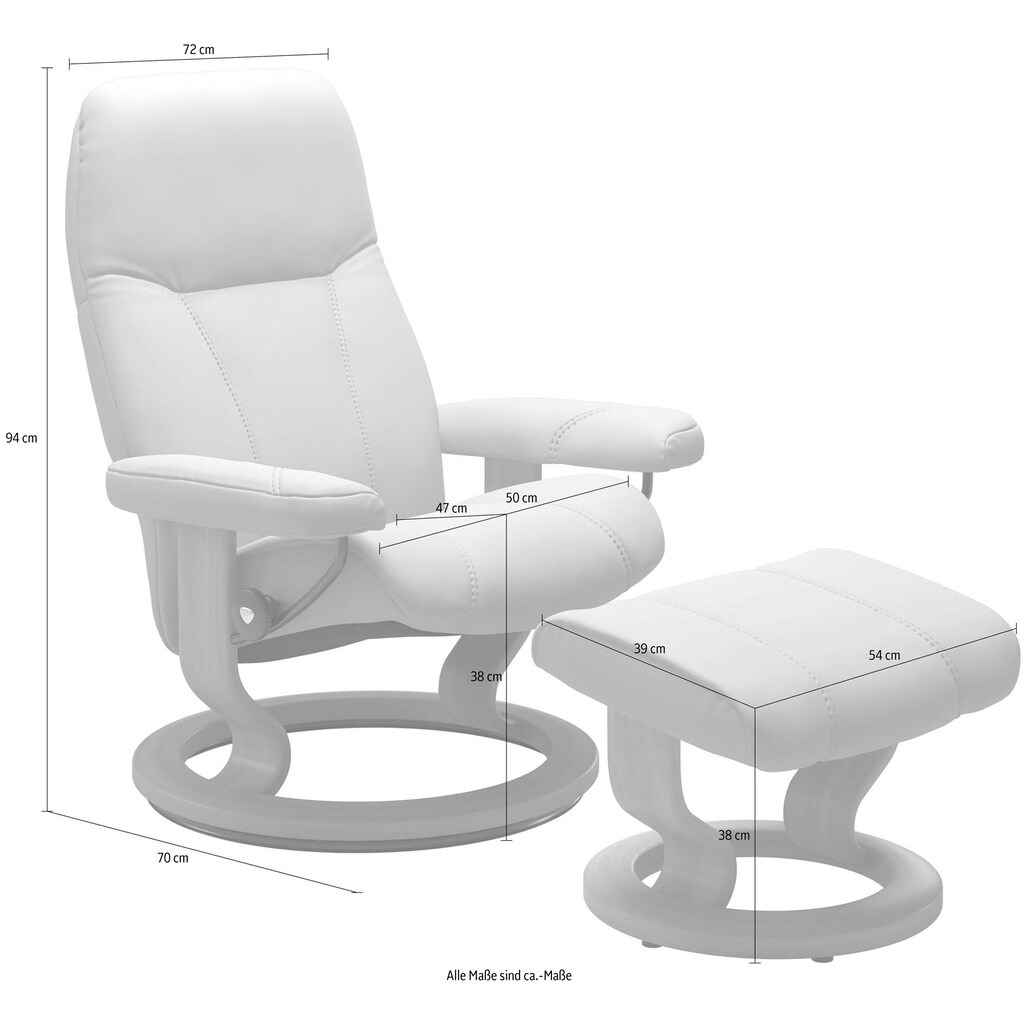 Stressless® Relaxsessel »Consul«, (Set, Relaxsessel mit Hocker), mit Hocker, mit Classic Base, Größe S, Gestell Wenge