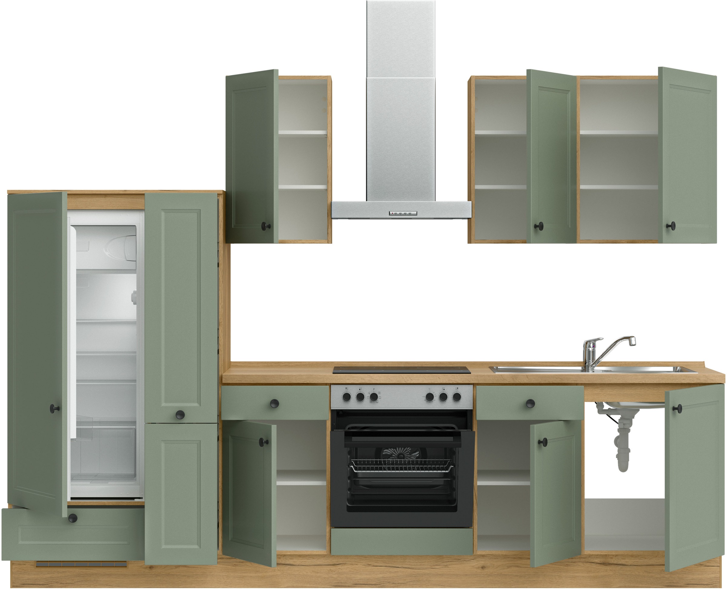 nobilia® Küchenzeile »"Cascada I"«, vormontiert, Ausrichtung wählbar, Breite 300 cm, wahlw. mit E-Geräten