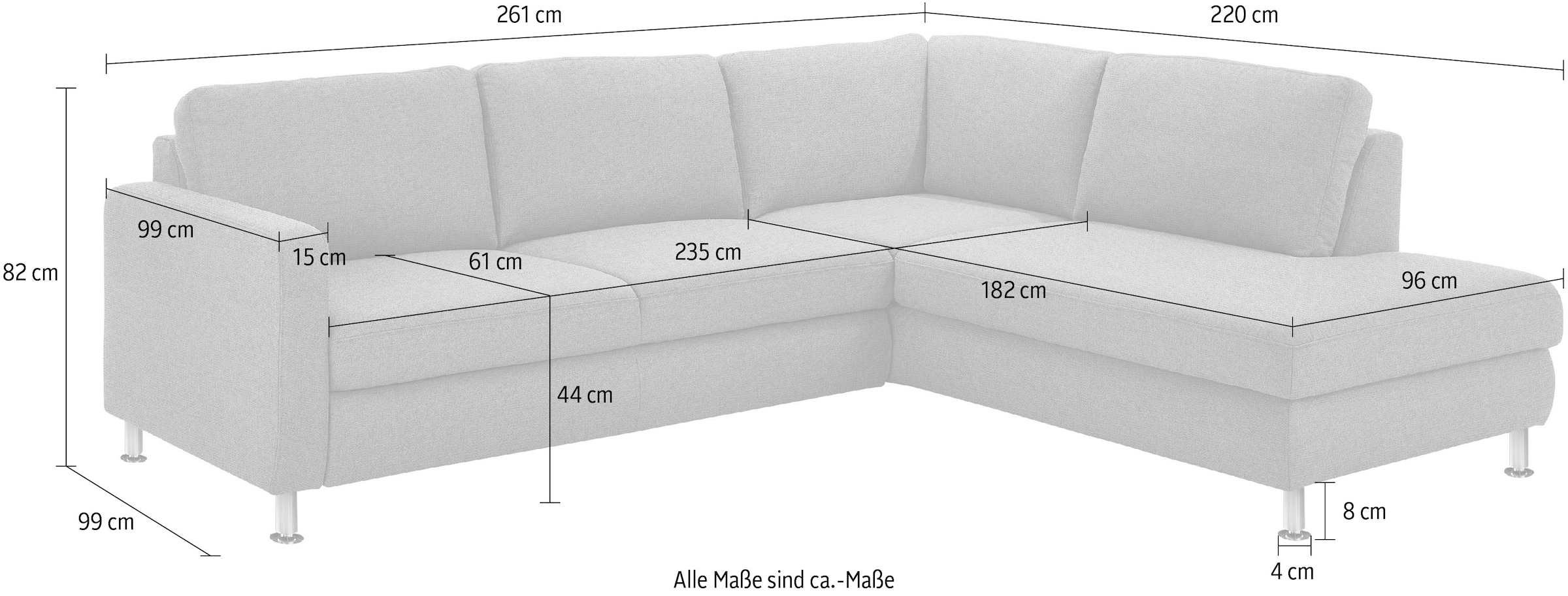 Die PlanBar Ecksofa »MP-IN19027 L-Form« wahlweise mit Bettfunktion, mit Kaltschaum