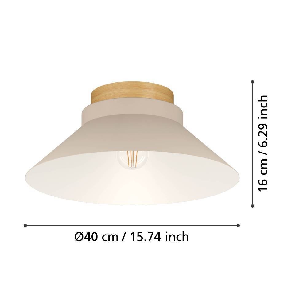 EGLO Deckenleuchte »MOHARRAS Deckenlampe, Stahl und Holz, E27, Wohnzimmerlampe, Lampe«, 1 flammig, Leuchtmittel E27 | ohne Leuchtmittel, Wand-/Deckenleuchte, H16 x Ø40 cm, braun, 1X40W exkl.
