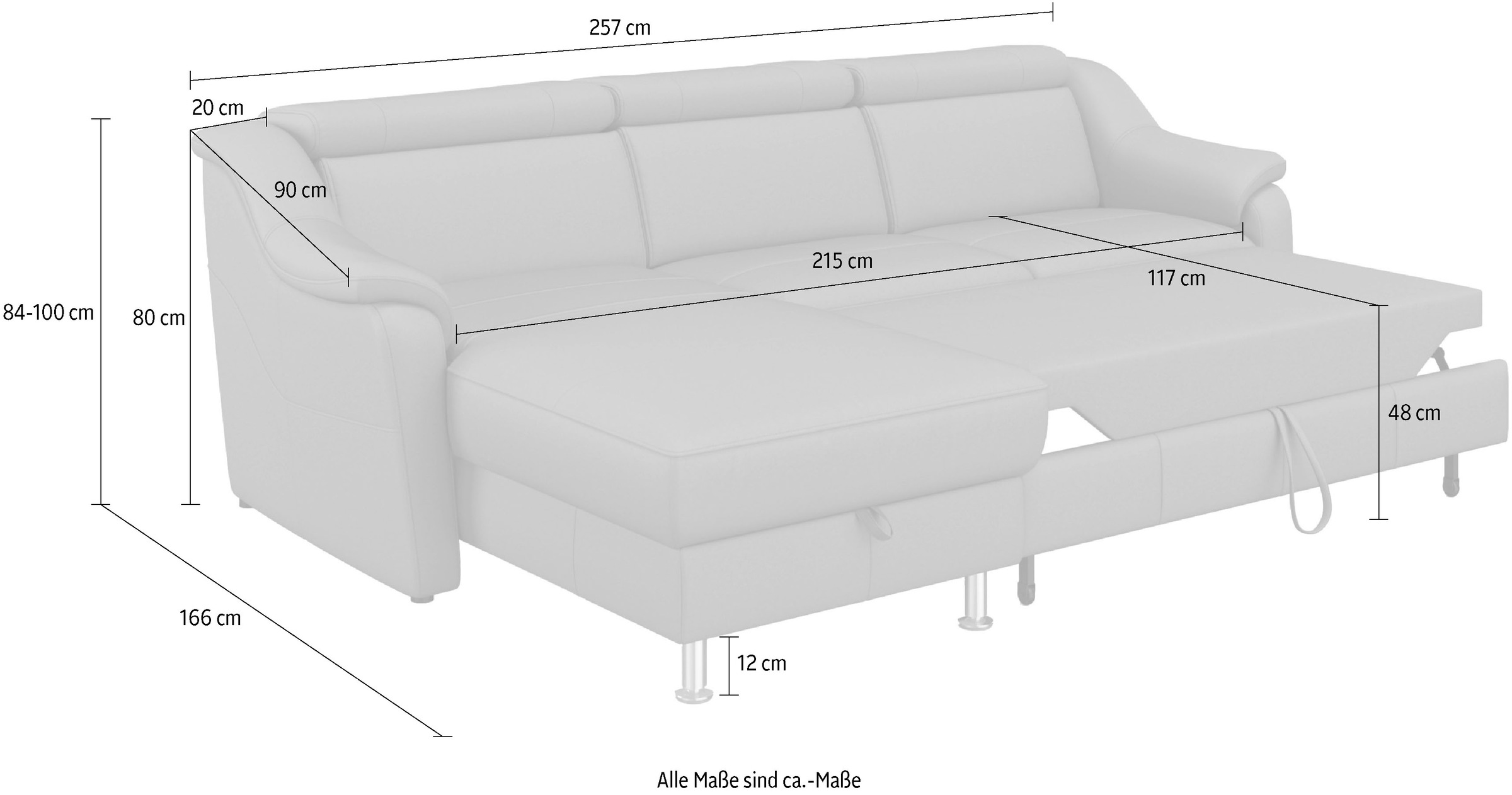 sit&more Ecksofa »Freetown L-Form«, inklusive Kopfteilverstellung und komfortablem Federkern