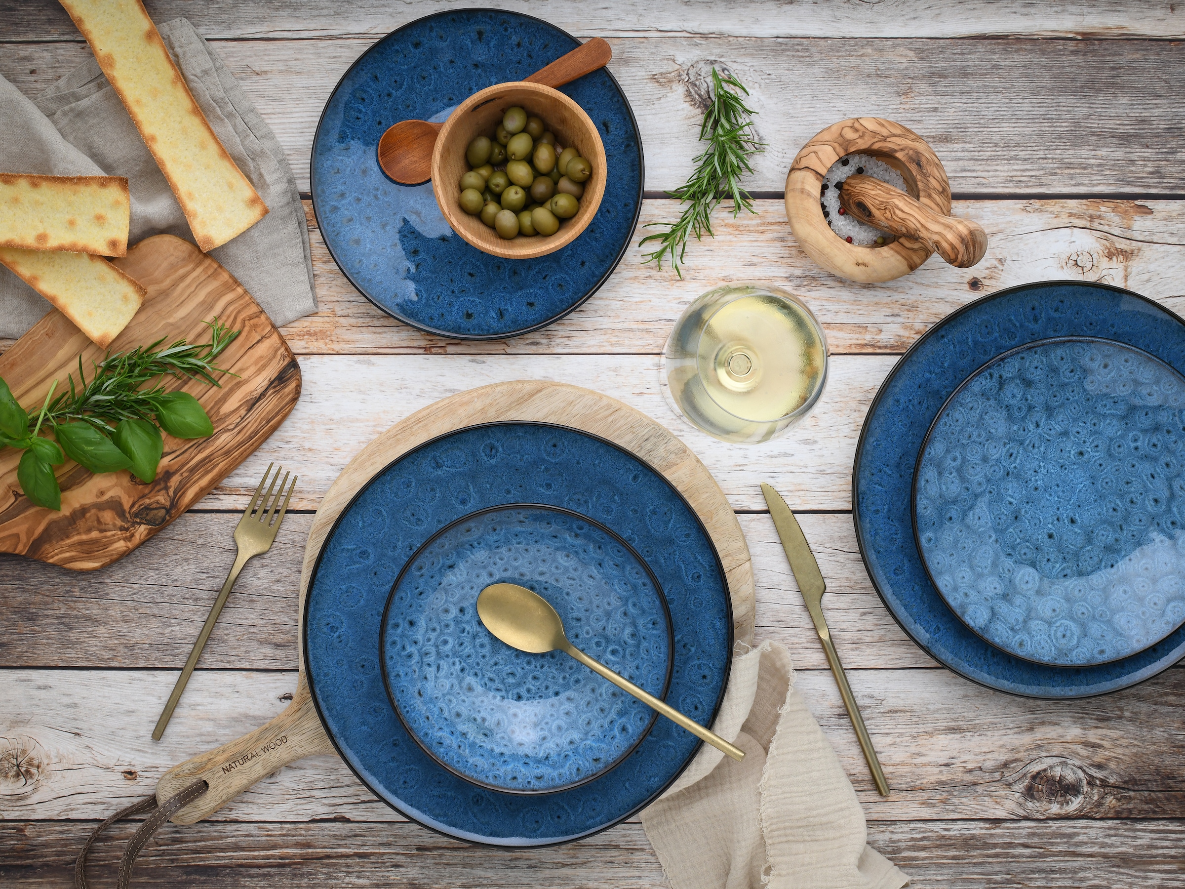 CreaTable Teller-Set »Capri, Tellerset 12-tlg« Reaktivglasur