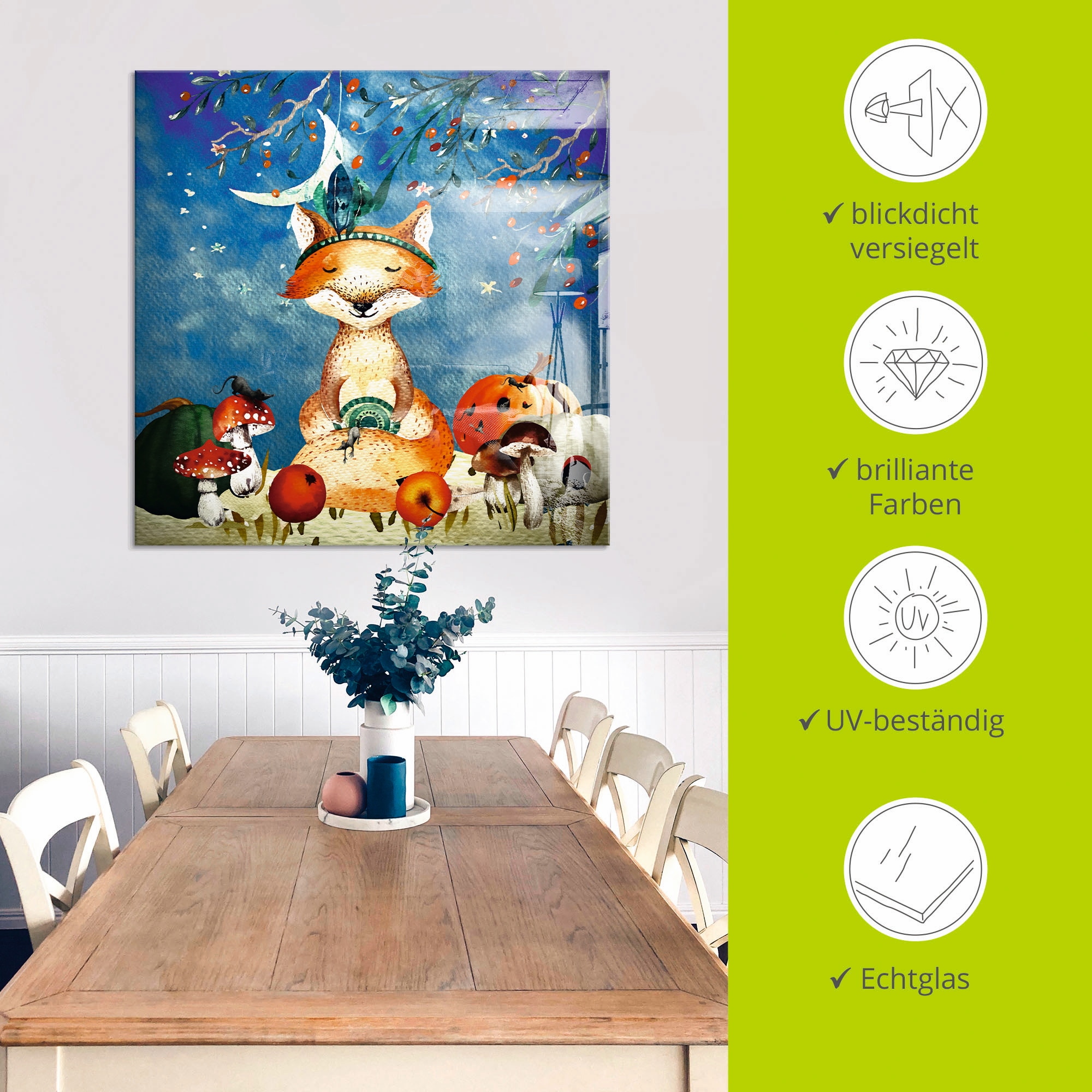 Artland Glasbild »Der müde Fuchs«, Tiere, (1 St.), in verschiedenen Größen