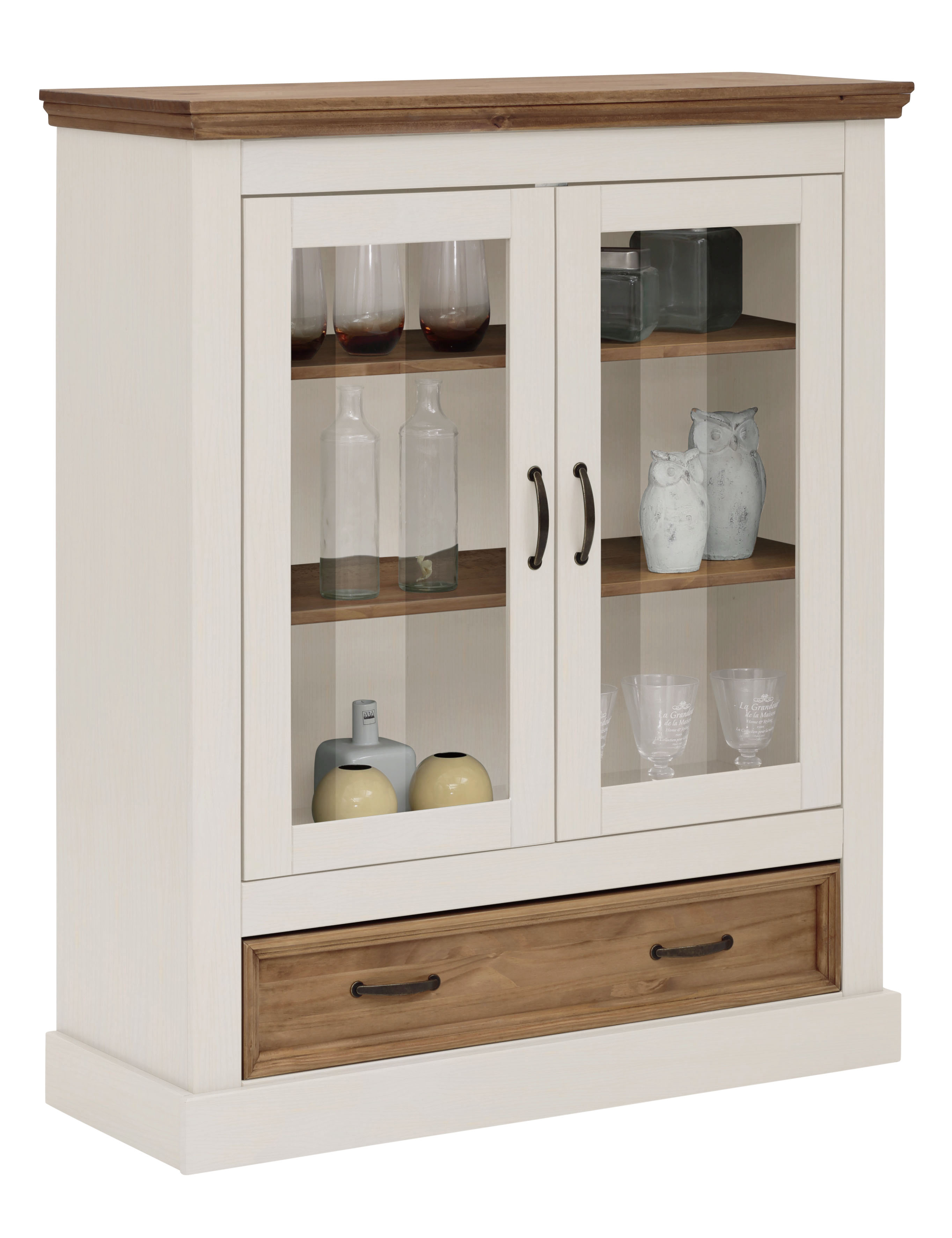 Home affaire Vitrine »Selma Highboard« aus massivem Kiefernholz, mit Griffe günstig online kaufen