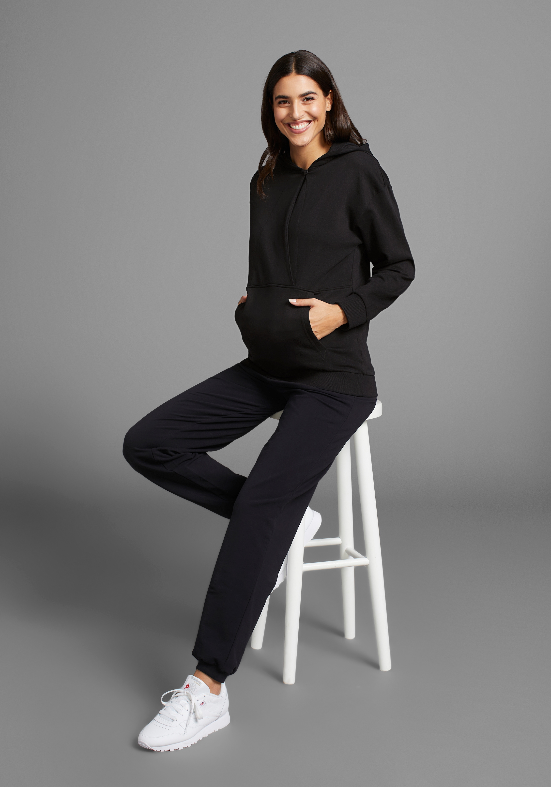 Neun Monate Umstandssweatshirt »Stillsweatshirt für Schwangerschaft und Stillzeit«, Kapuzen-Sweatshirt mit praktischem Verschluss