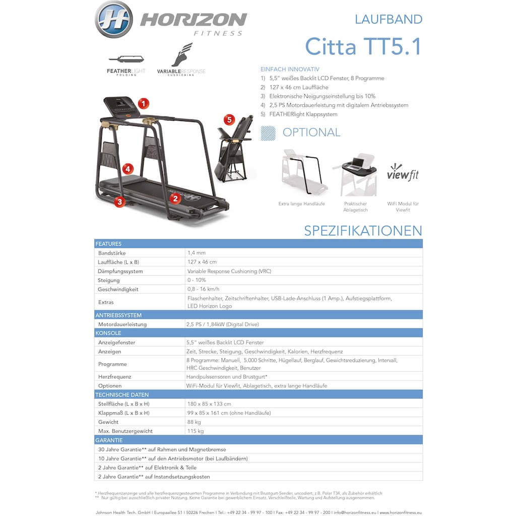 Horizon Fitness Laufband »Citta TT5.1«