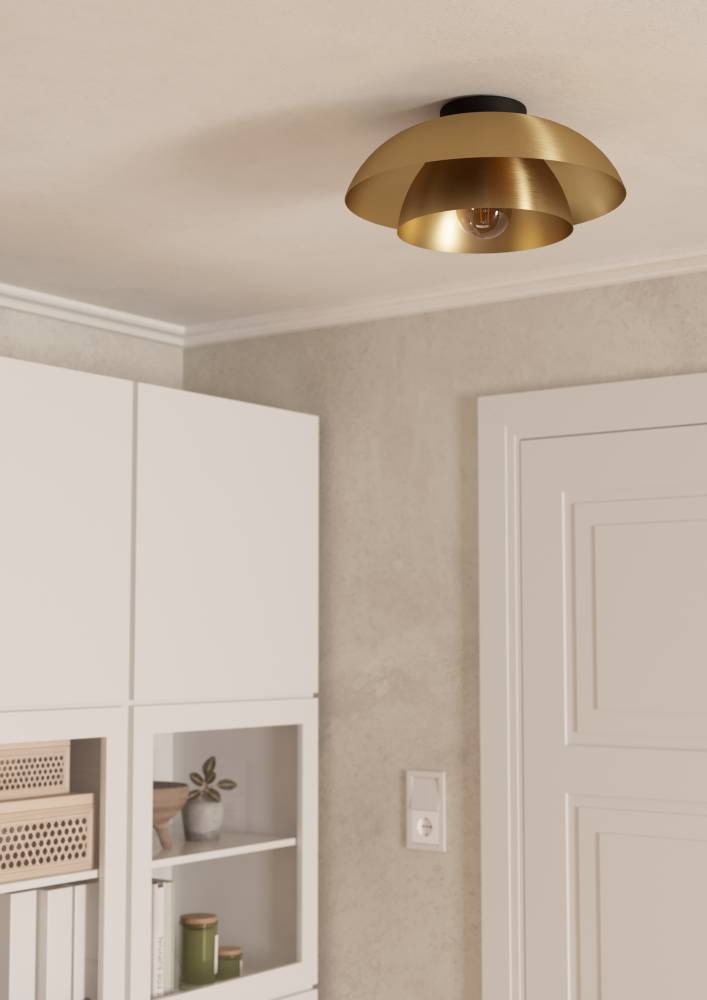EGLO Deckenleuchte »CENCIARA Deckenlampe, Stahl, E27, IP20, Wohnzimmerlampe, Flurlampe«, 1 flammig, Leuchtmittel E27 | ohne Leuchtmittel, Wand-/Deckenleuchte - H18 x Ø40 cm - schwarz - 1X40W exkl.