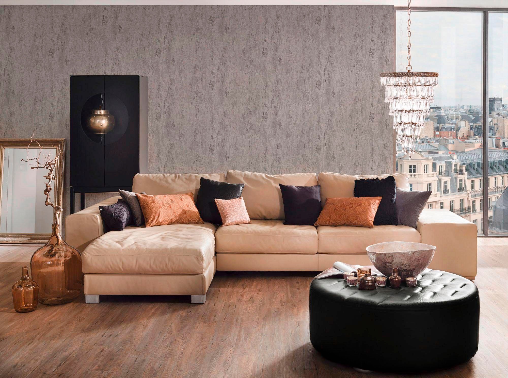 living walls Vliestapete »Il Decoro«, uni-einfarbig-unifarben, Uni Tapete einfarbig Metallic Tapeten Wohnzimmer Schlafzimmer Küche