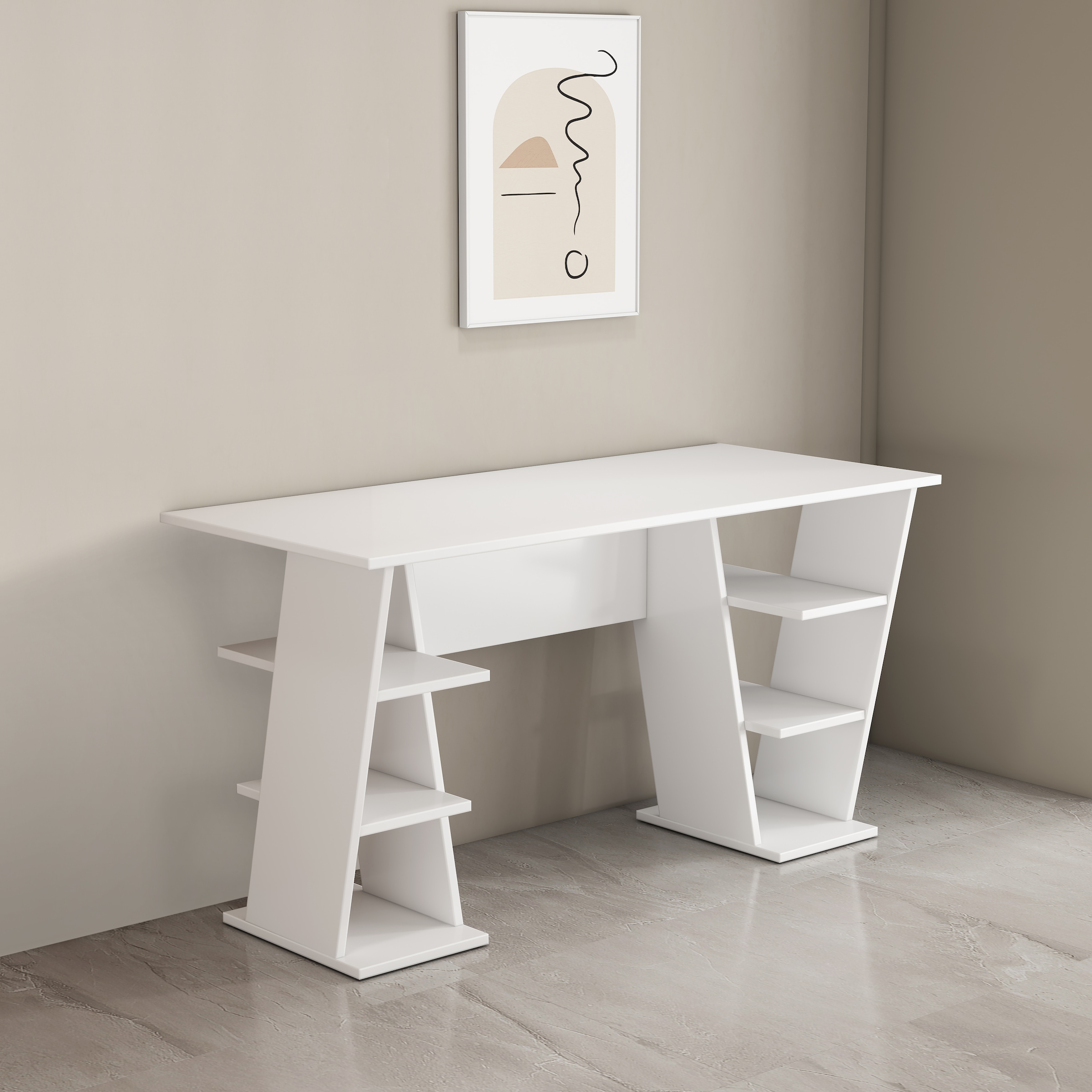 OTTO home Schreibtisch »Ezzell« Set,  Regalschreibtisch mit Ablagen, modernes Design, Breite 137 cm