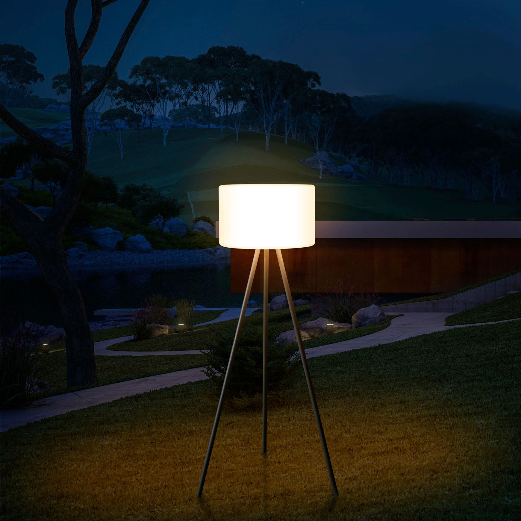 Paco Home Stehlampe »BRUCE«, LED Balkon bestellen Outdoor Dreibein Terrasse Akku online Aufladbar Und In- Garten