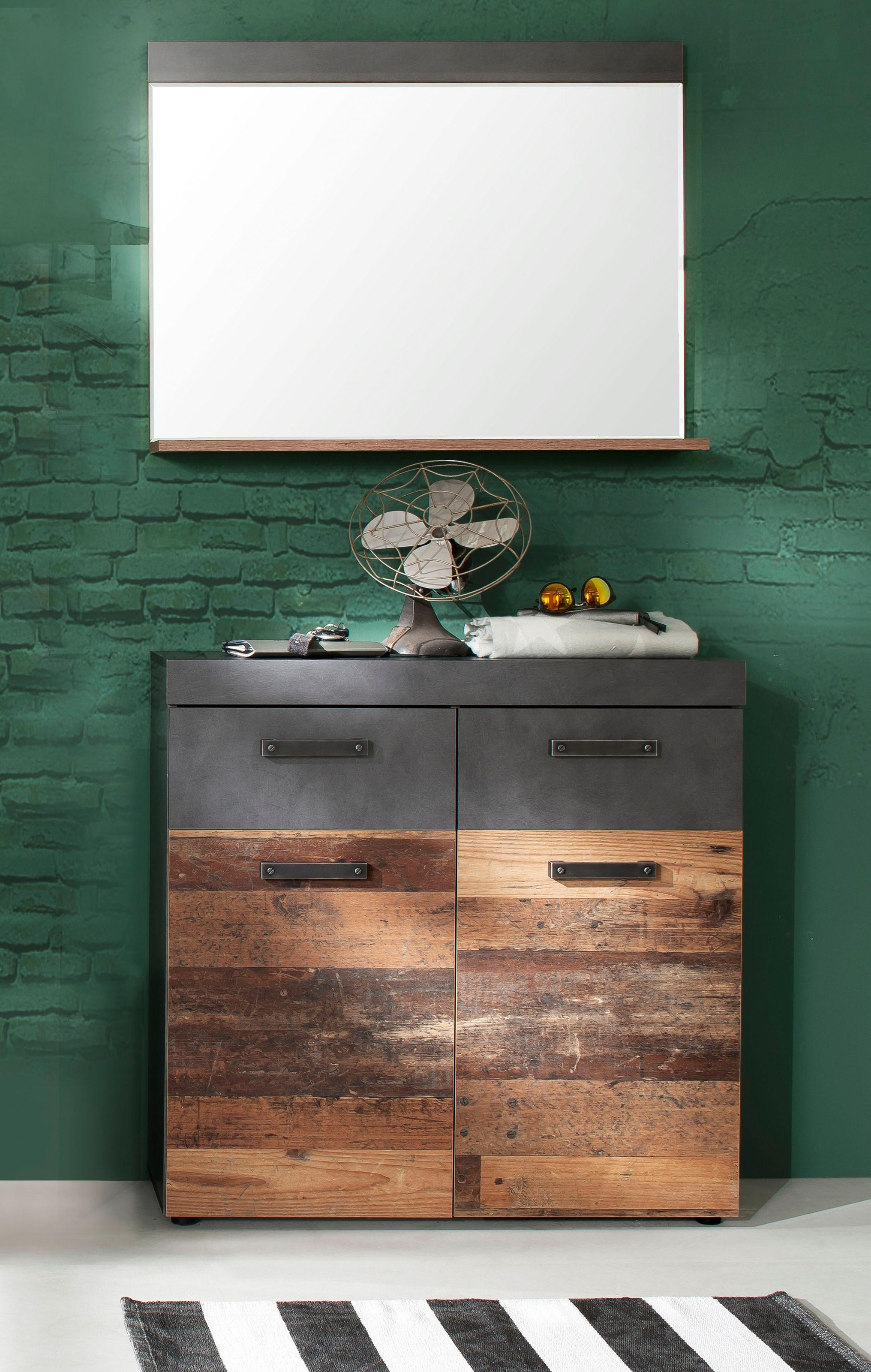 INOSIGN Garderoben-Set »Ilana« Set, 2 Stk. tlg. Graphit Grau Matera - Old Wood/Absetzung: Graphit Grau Matera Hochwertige Verarbeitung