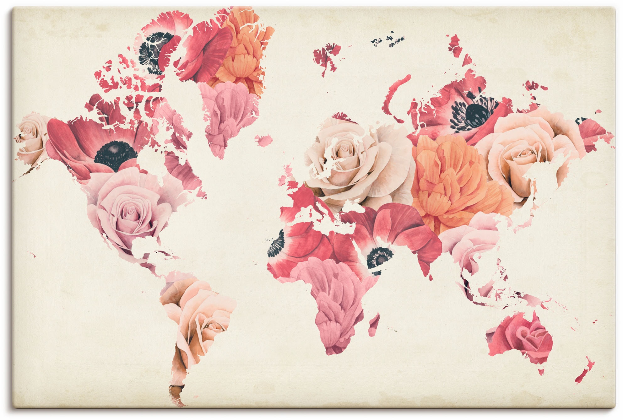 Artland Leinwandbild »Erde lacht in Blumen« Land- & Weltkarten 1 Stk. tlg. günstig online kaufen