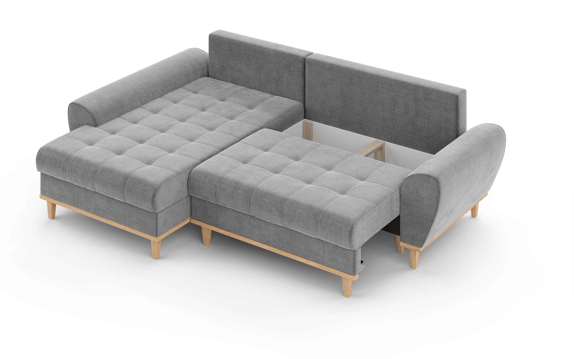 Home affaire Ecksofa »Ahrdorf mit Bettfunktion und Bettkasten, Maße: B/H/T 268/86/175 cm«, L-Form mit 3 Rückenkissen und moderne gerundete Armlehnen