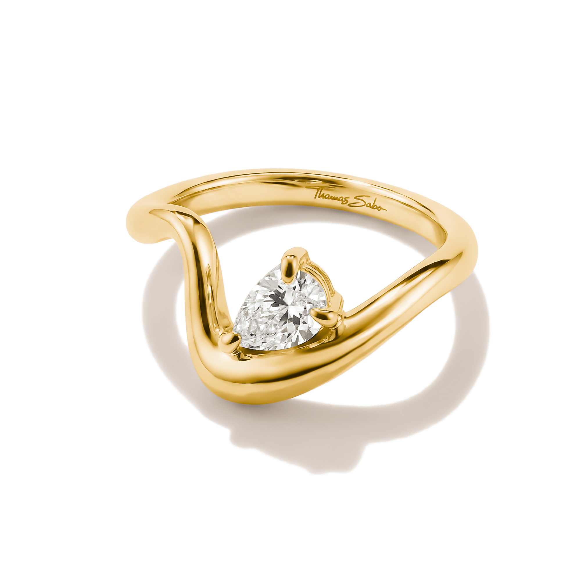 THOMAS SABO Fingerring »Fluid Elegance Ring mit Zirkoniastein gelbgoldfarben« mit Zirkonia (synth.)