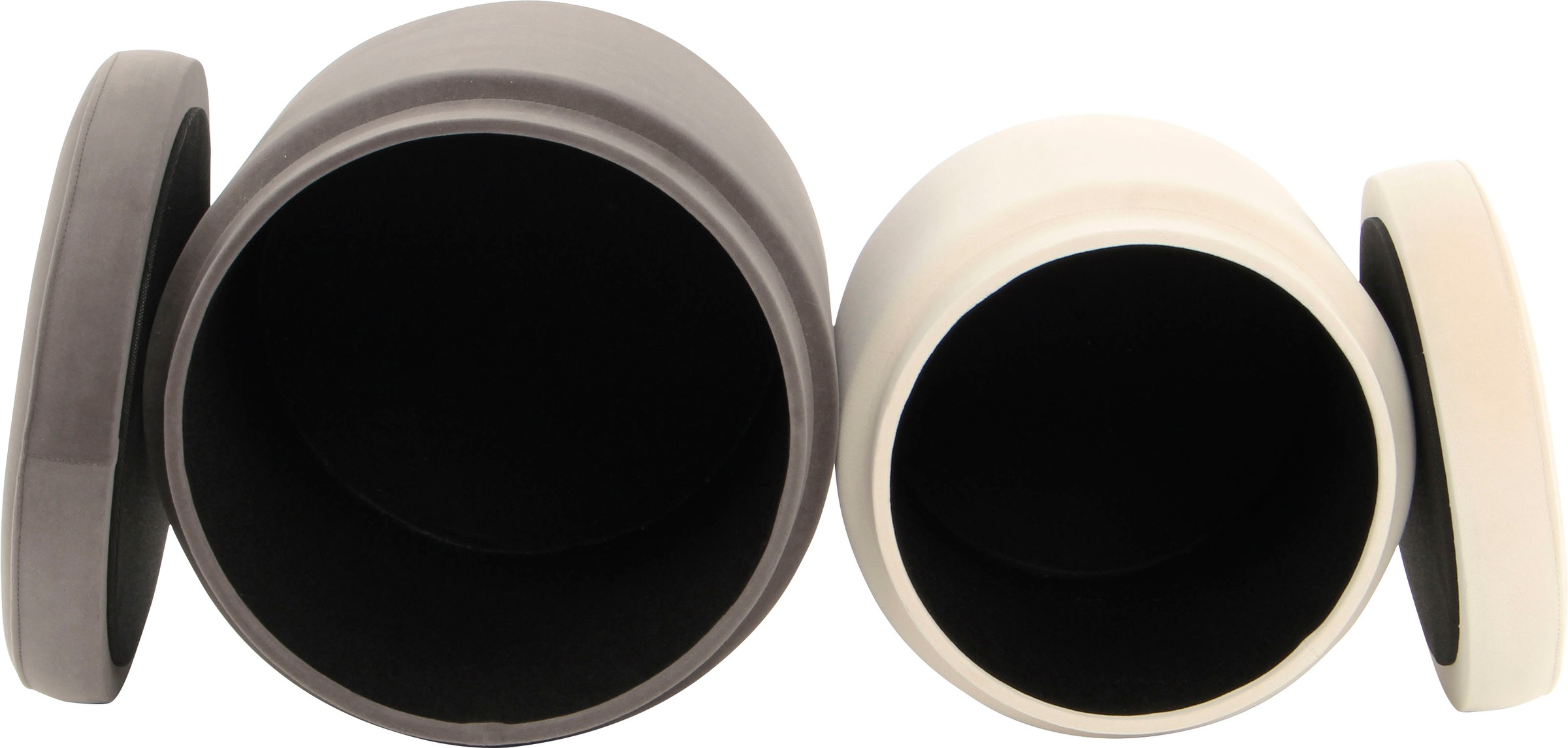 Kayoom Stauraumhocker »Hocker Zora 225 2er-Set, samtweicher Stoffbezug,runde elegante Form«, (Set, 2 St.), samtweich, gepolstert, mit Stauraum, weiche Polsterung