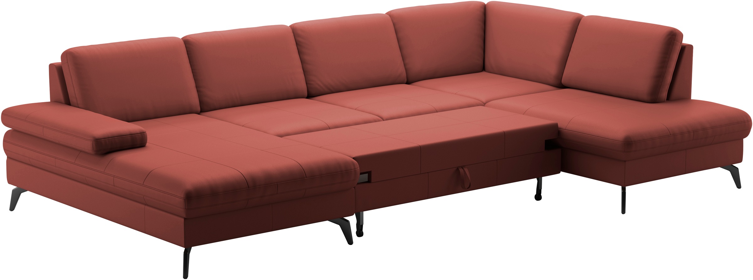 sit&more Wohnlandschaft »Morris U-Form, inkl. Sitztiefenverstellung«, wahlweise mit Armteilverstellung, Bettfunktion & Bettkasten