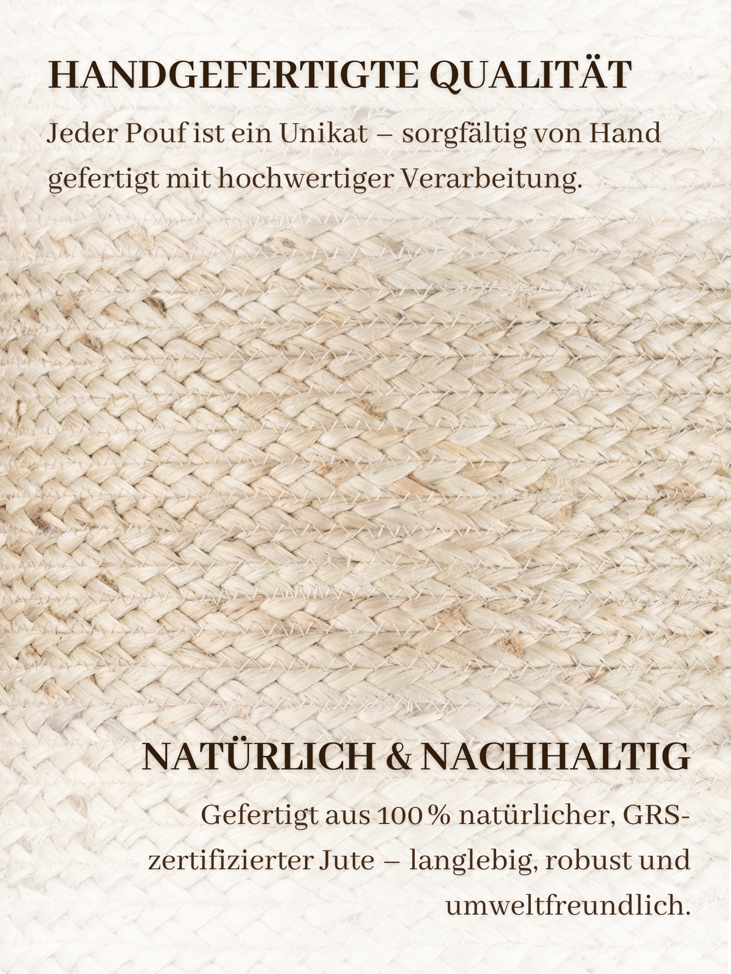 HANSE Home Pouf »Jutta, Jute«, (1 St.), Jute, Natur, Wohnzimmer, Esszimmer, Schlafzimmer, Flur, Modern, Boho