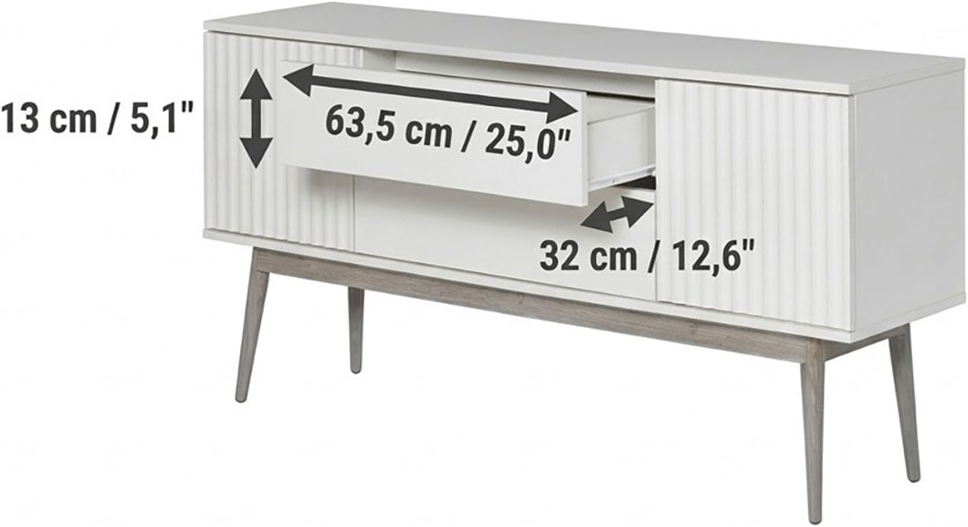 Jahnke Sideboard »GRACE SB 150« Sideboard, 2 Türen & 2 Schubladen, Skandi-Design, Breite: 150 cm
