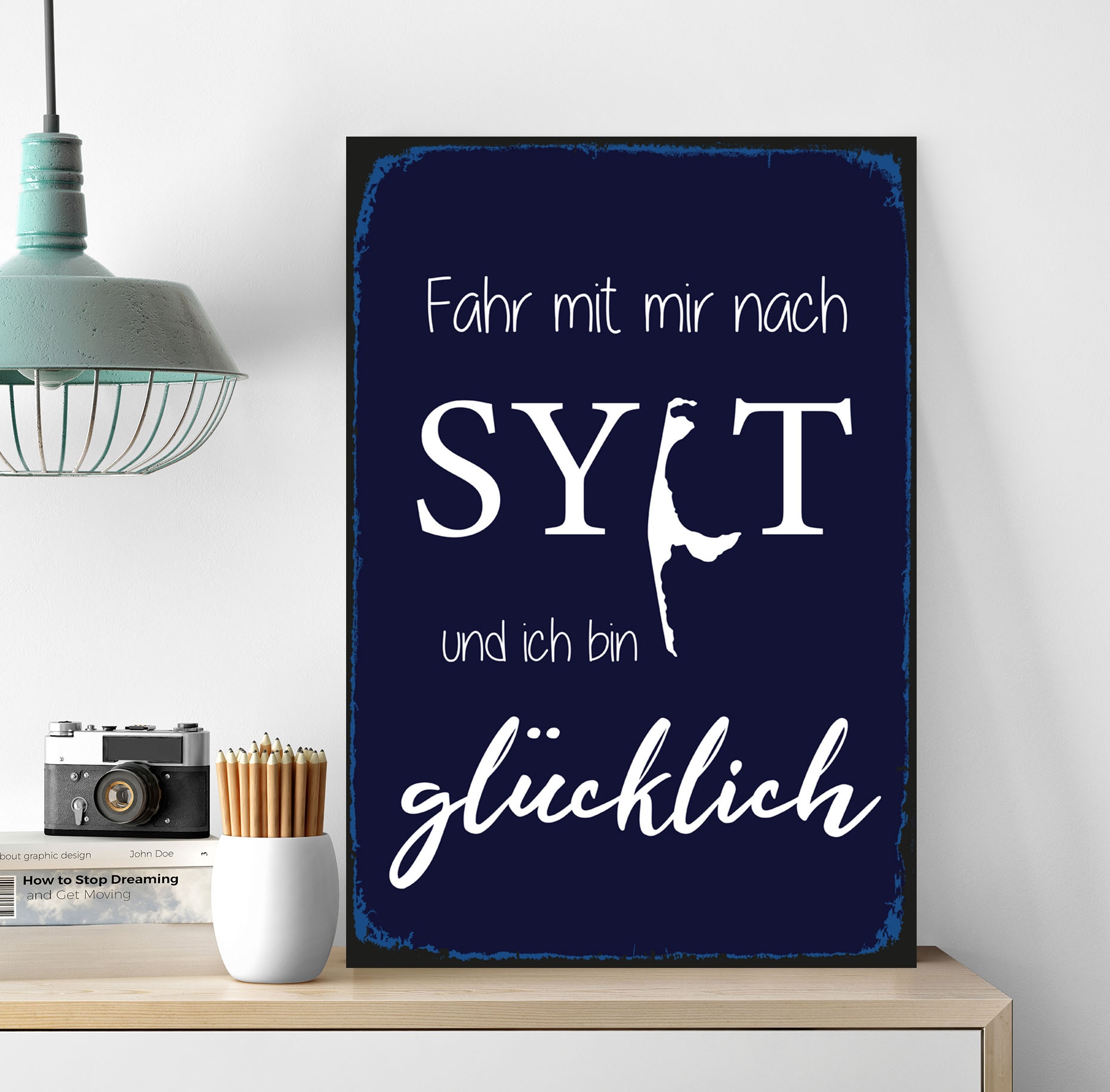 queence Metallbild »Fahr mit mir nach Sylt«, Sprüche, (1 St.), Sylt, Wanddeko, Stahlschild, Blechschild