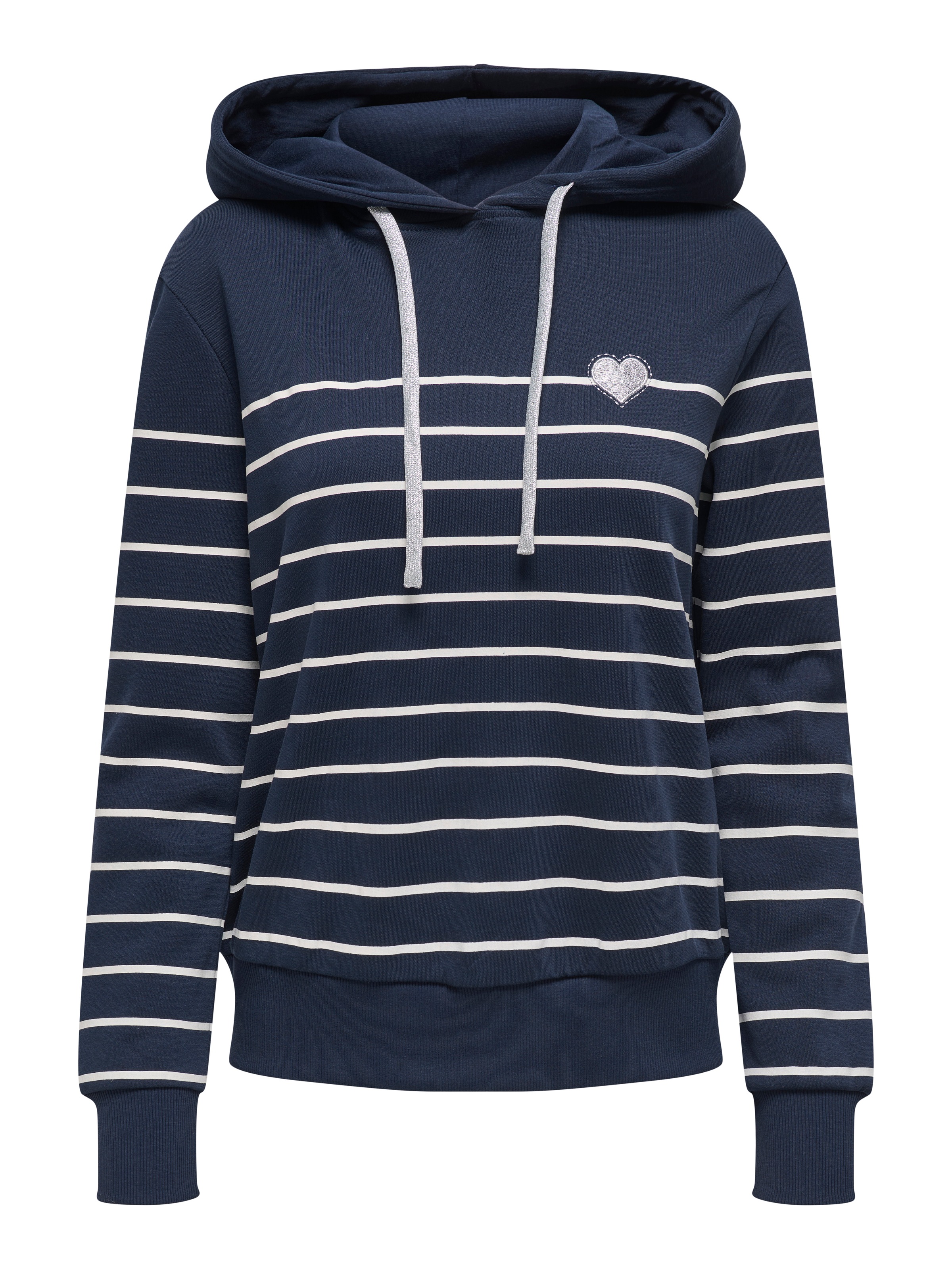 ONLY Kapuzensweatshirt »ONLADELLE L/S STRIPE HOOD SWT«, mit Herz-Stickerei
