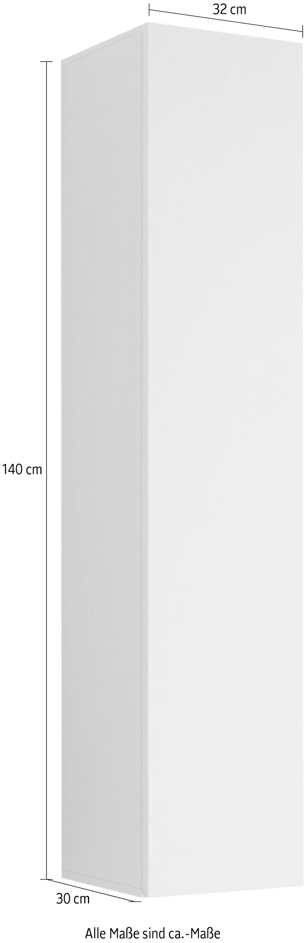 borchardt Möbel Hängeschrank »Toledo, Höhe 140cm, Tür links oder rechts montierbar« Breite 32cm, Push-to-open, Verstellbare Einlegeböden