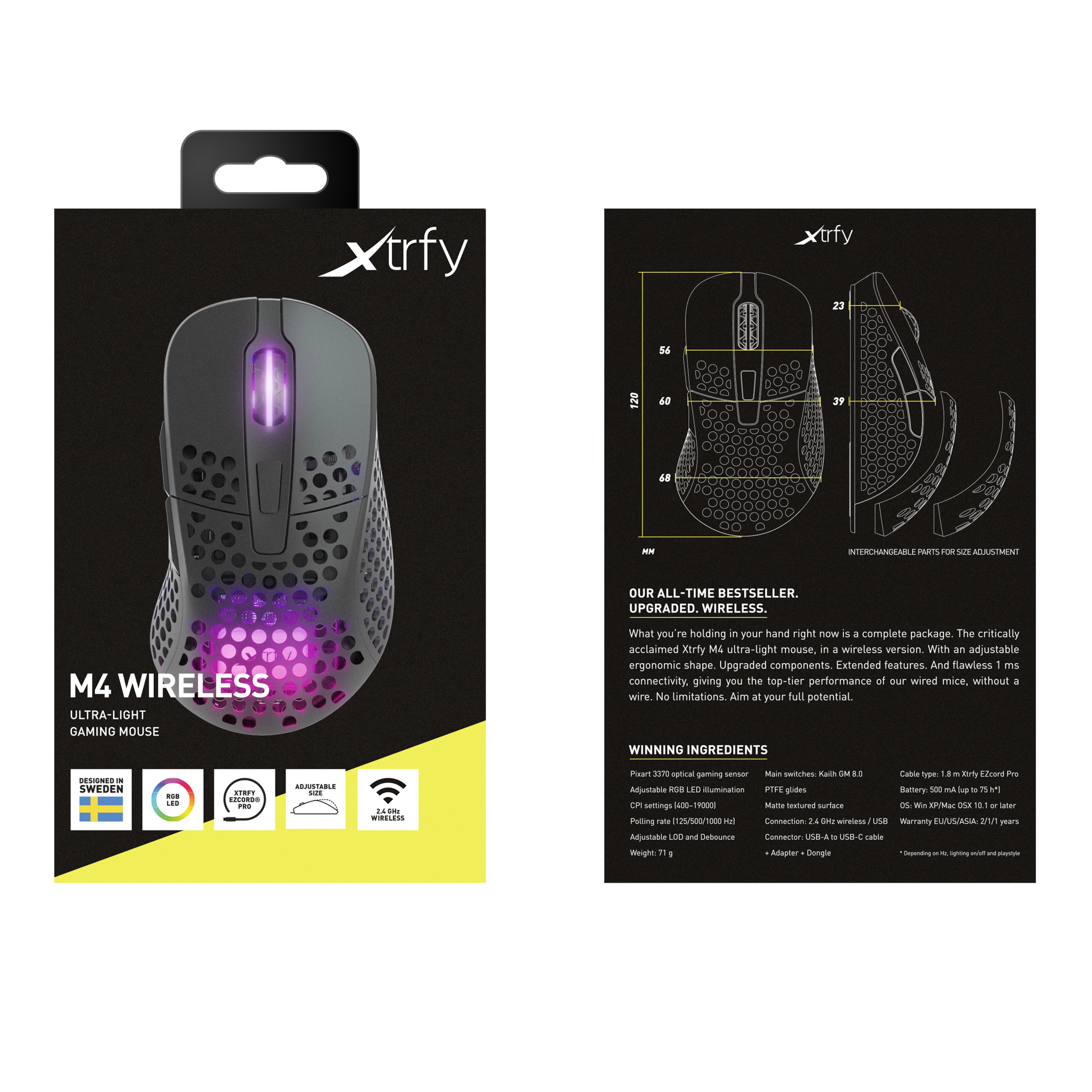 Cherry Xtrfy Gaming-Maus »M4 auf Gaming-Maus Funk, RGB«, Rechnung Wireless bestellen ultraleichte
