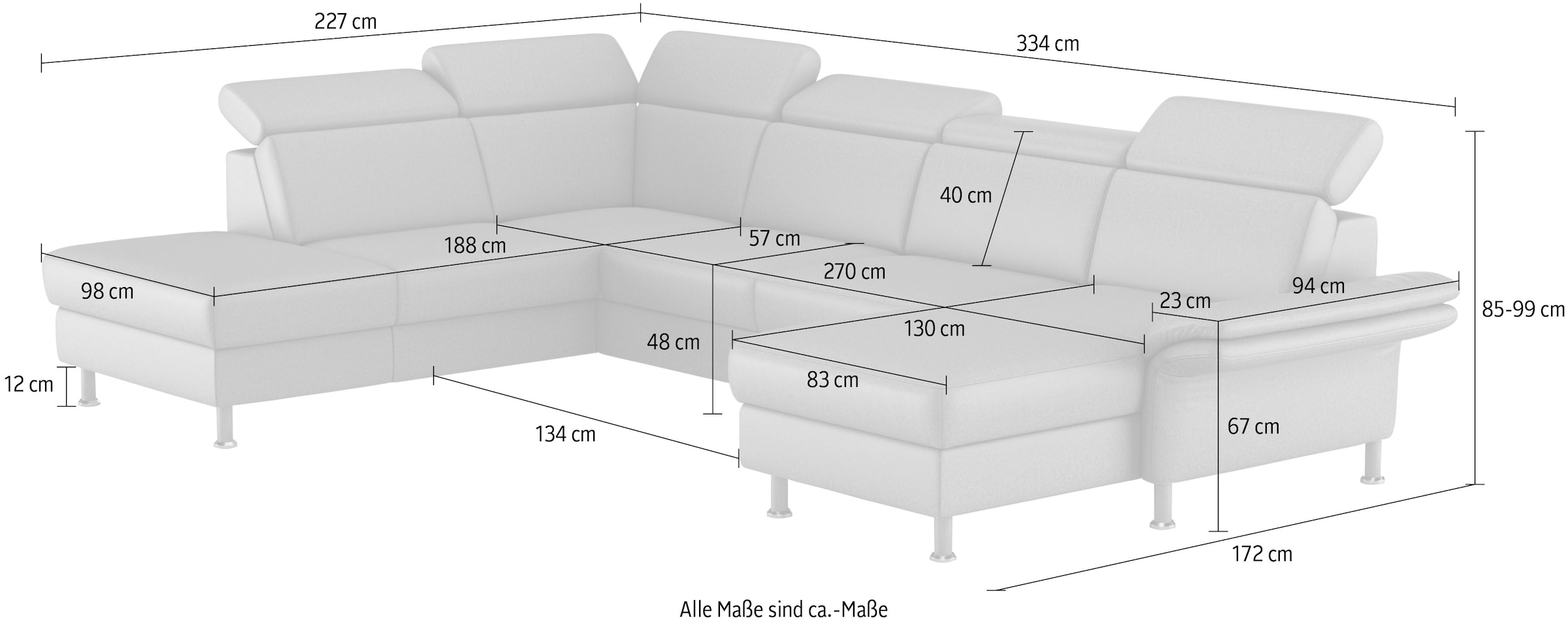 Home affaire Wohnlandschaft »Calypso U-Form«, wahlweise mit motorischer Relaxfunktion